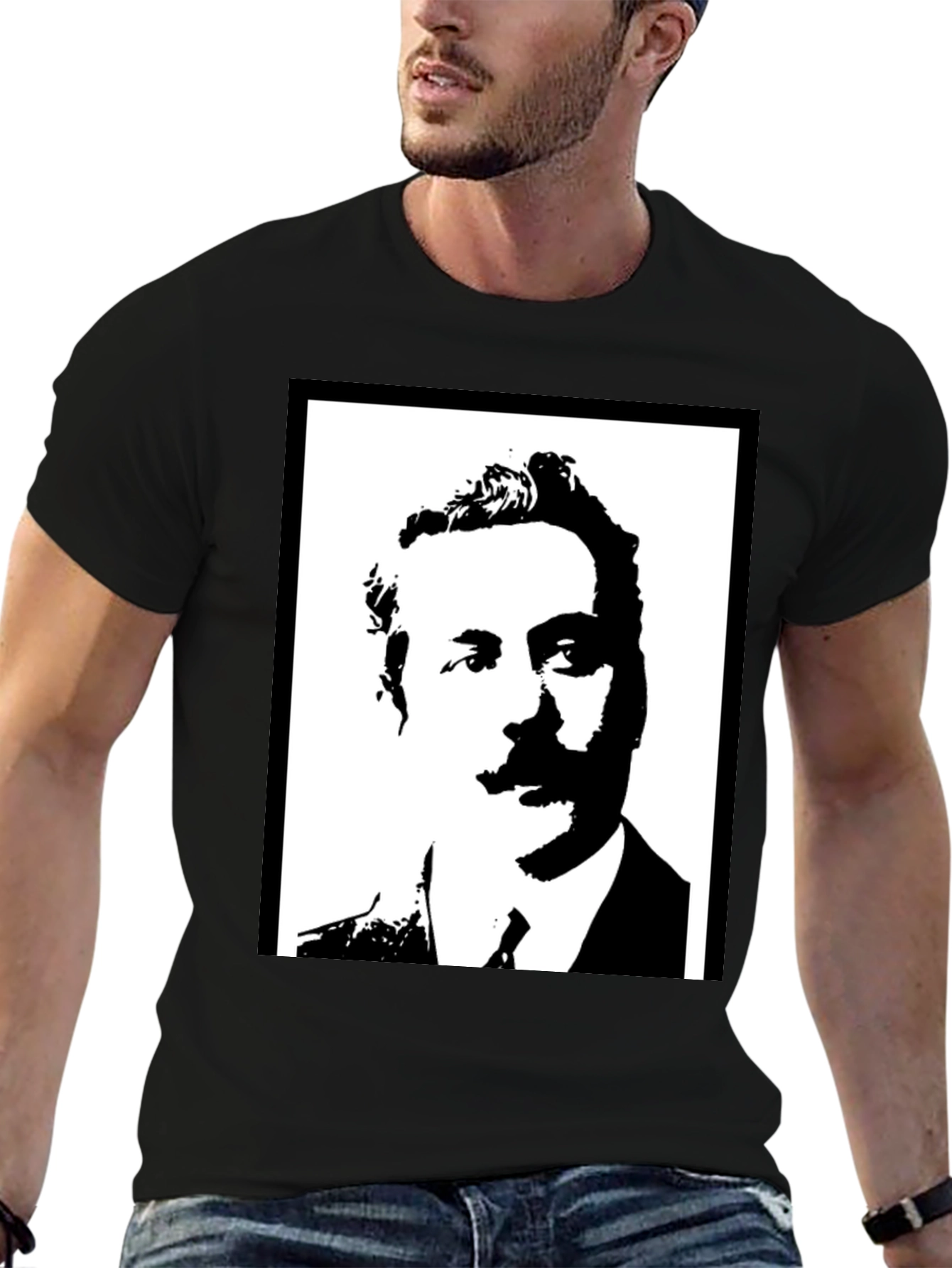 Portrait Graphic Tee - Black Casual T-Shirt