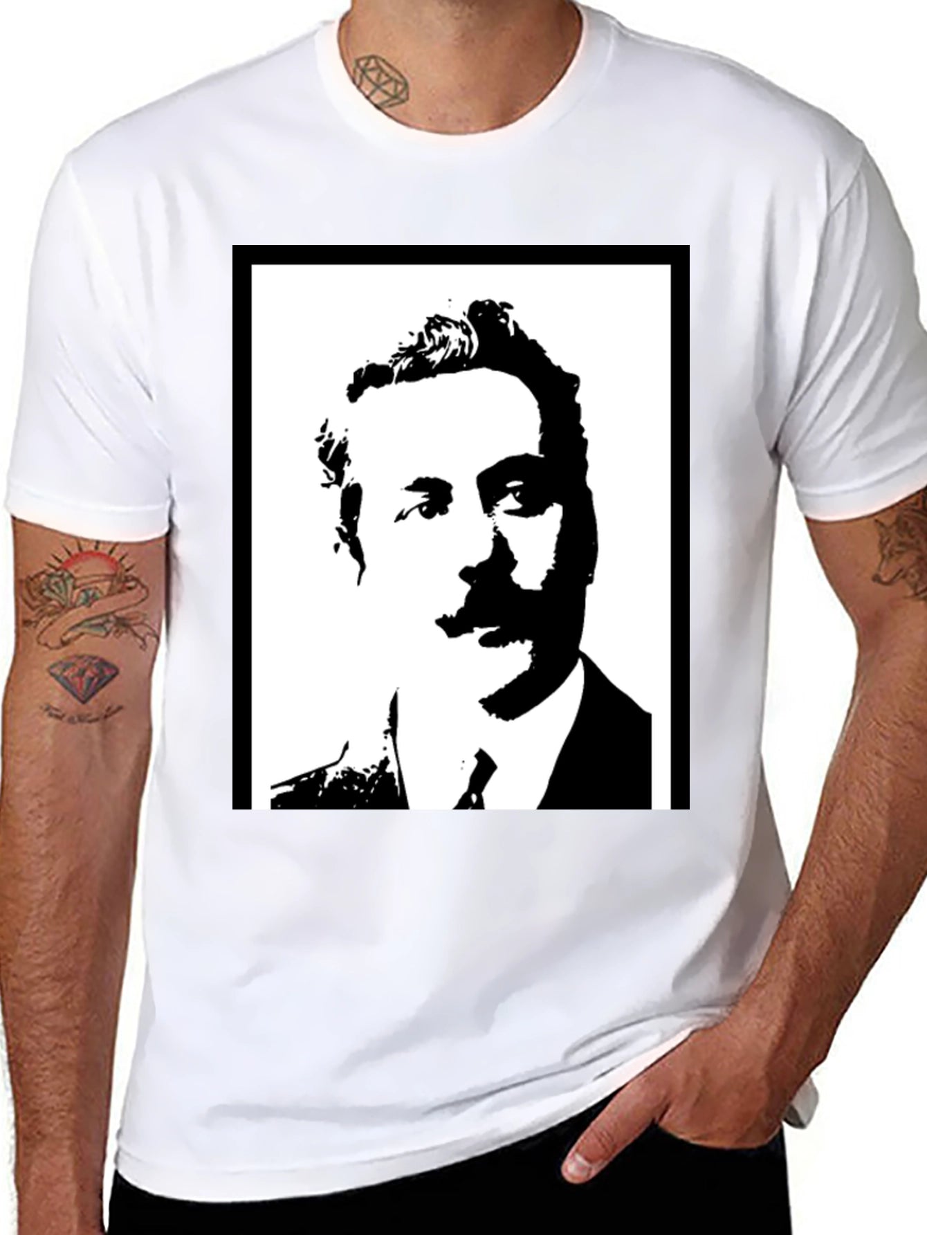 Portrait Graphic Tee - Black Casual T-Shirt