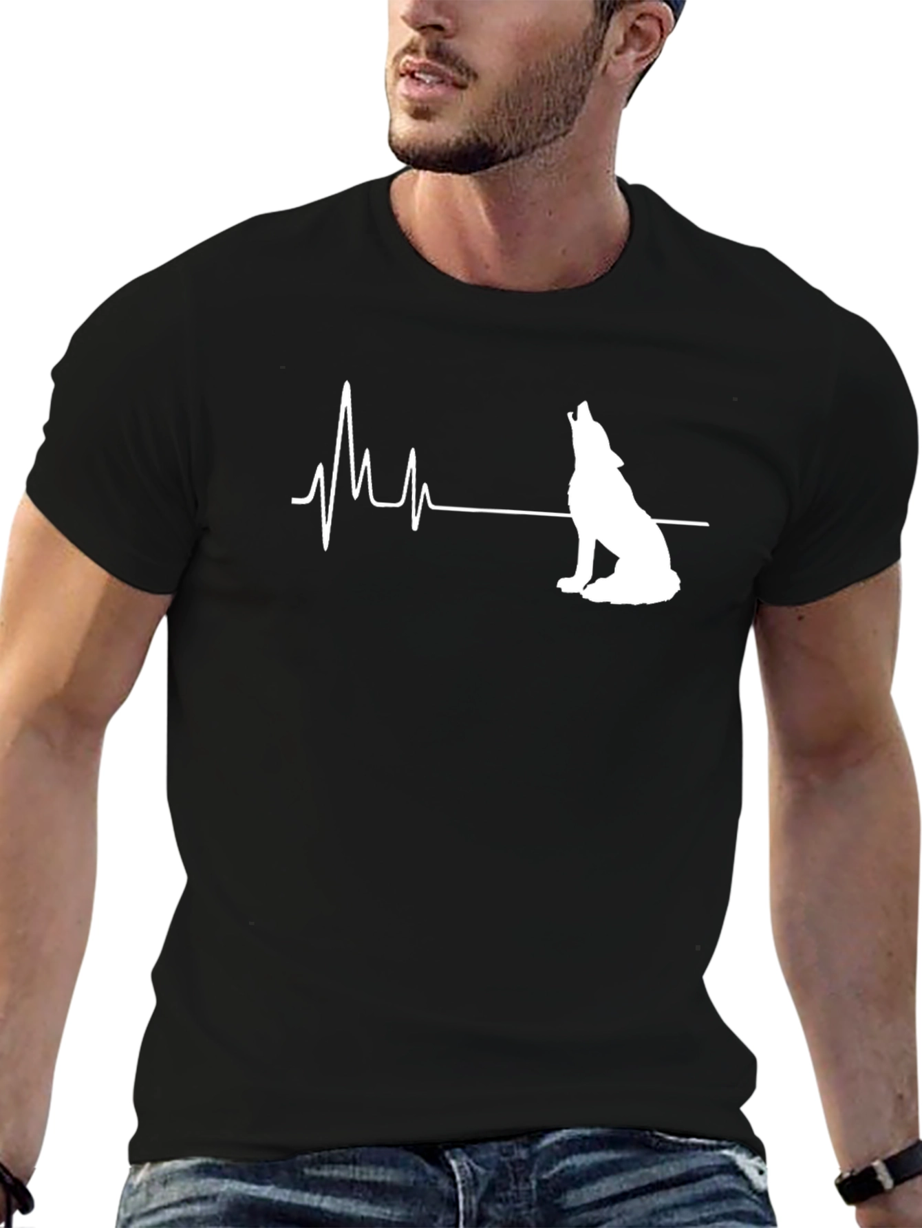 Wolf Heartbeat Tee - Black Graphic T-Shirt