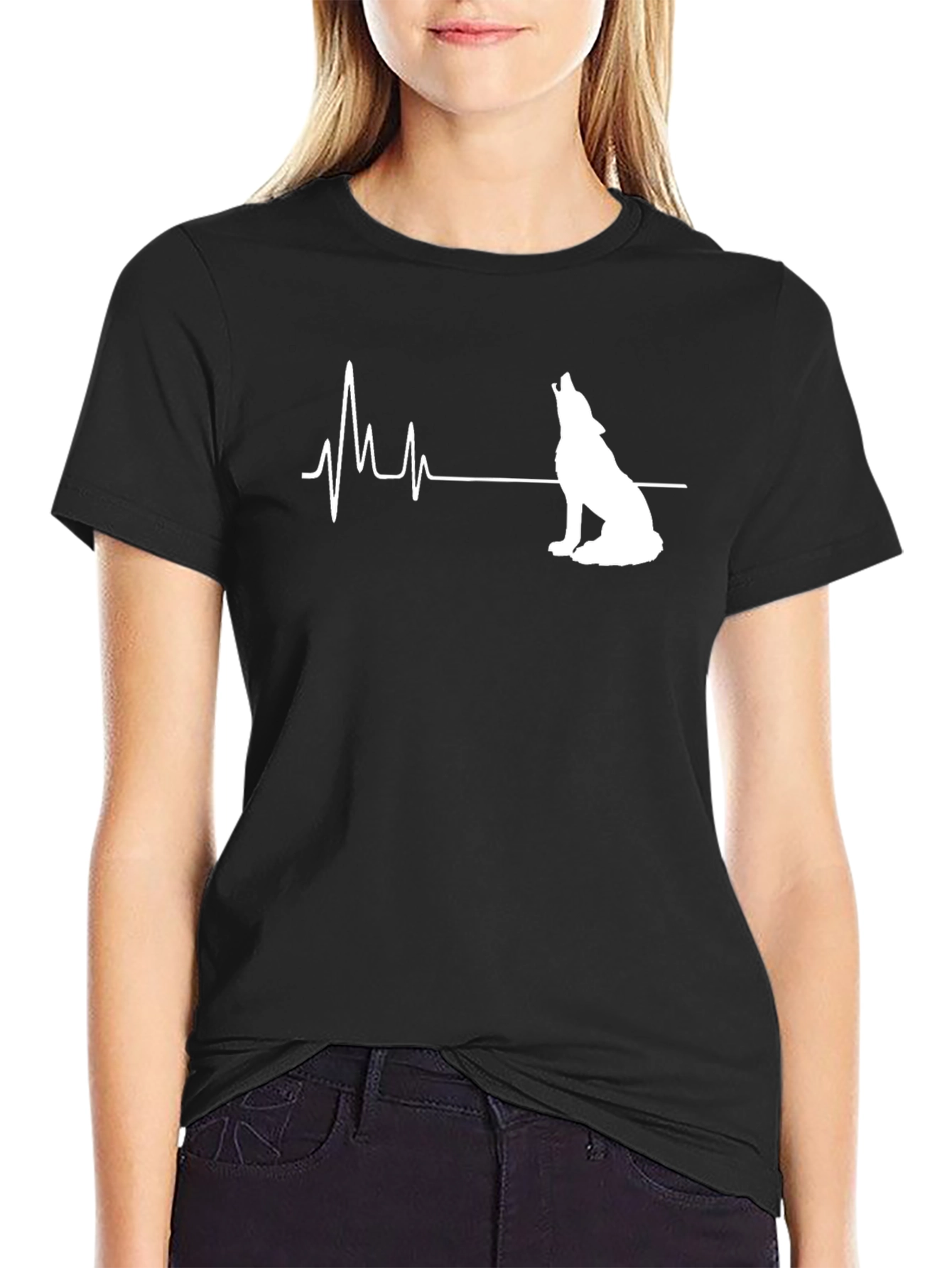 Wolf Heartbeat Tee - Black Graphic T-Shirt