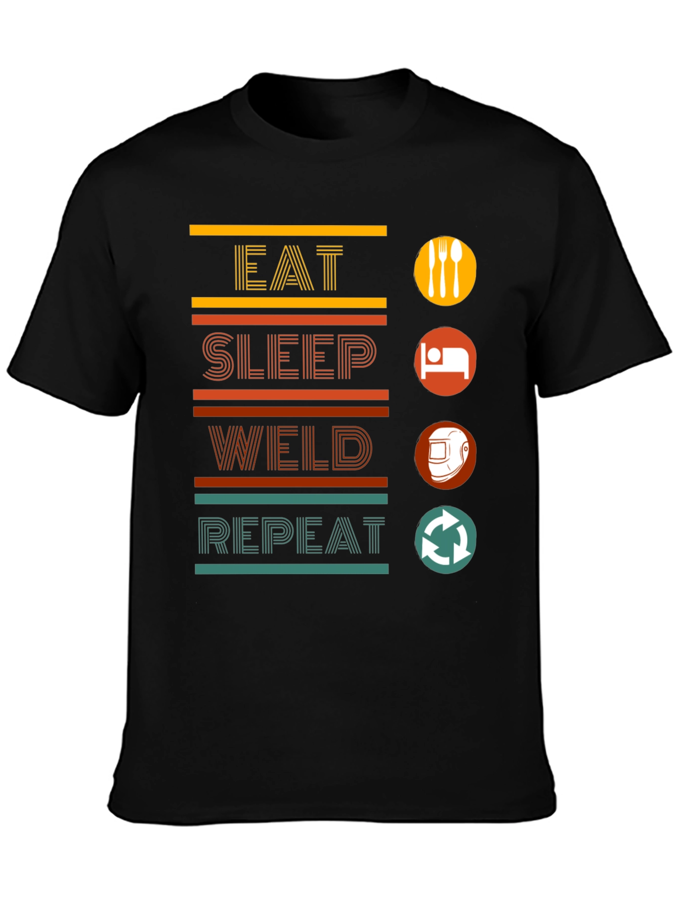 Eat Sleep Weld Repeat Black Graphic T-Shirt