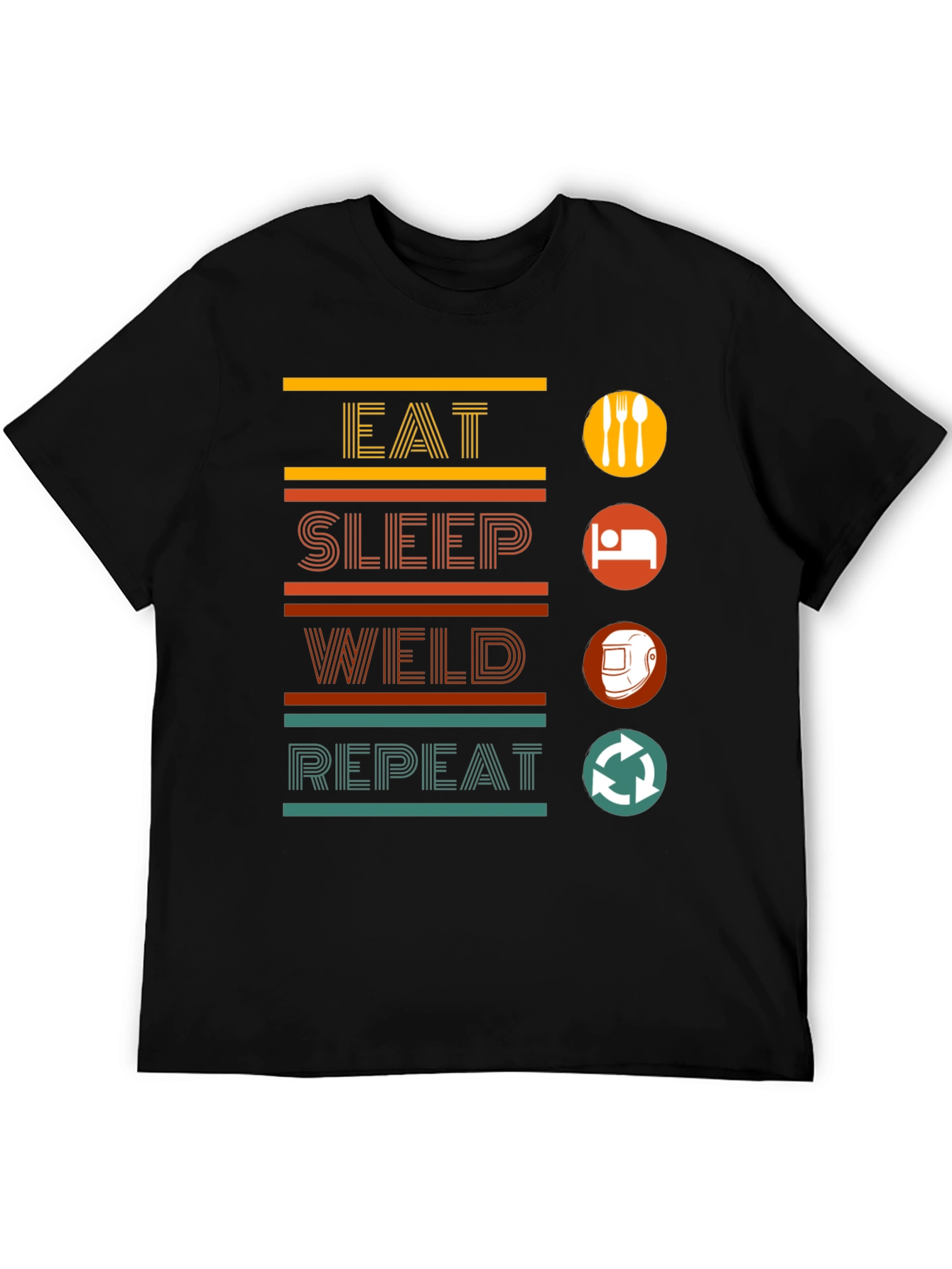 Eat Sleep Weld Repeat Black Graphic T-Shirt