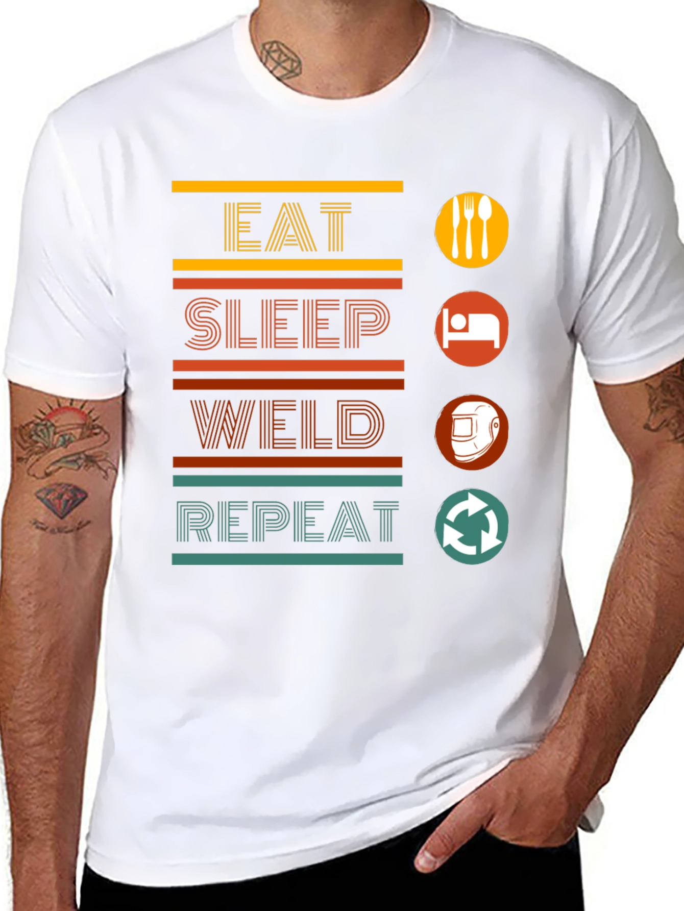 Eat Sleep Weld Repeat Black Graphic T-Shirt