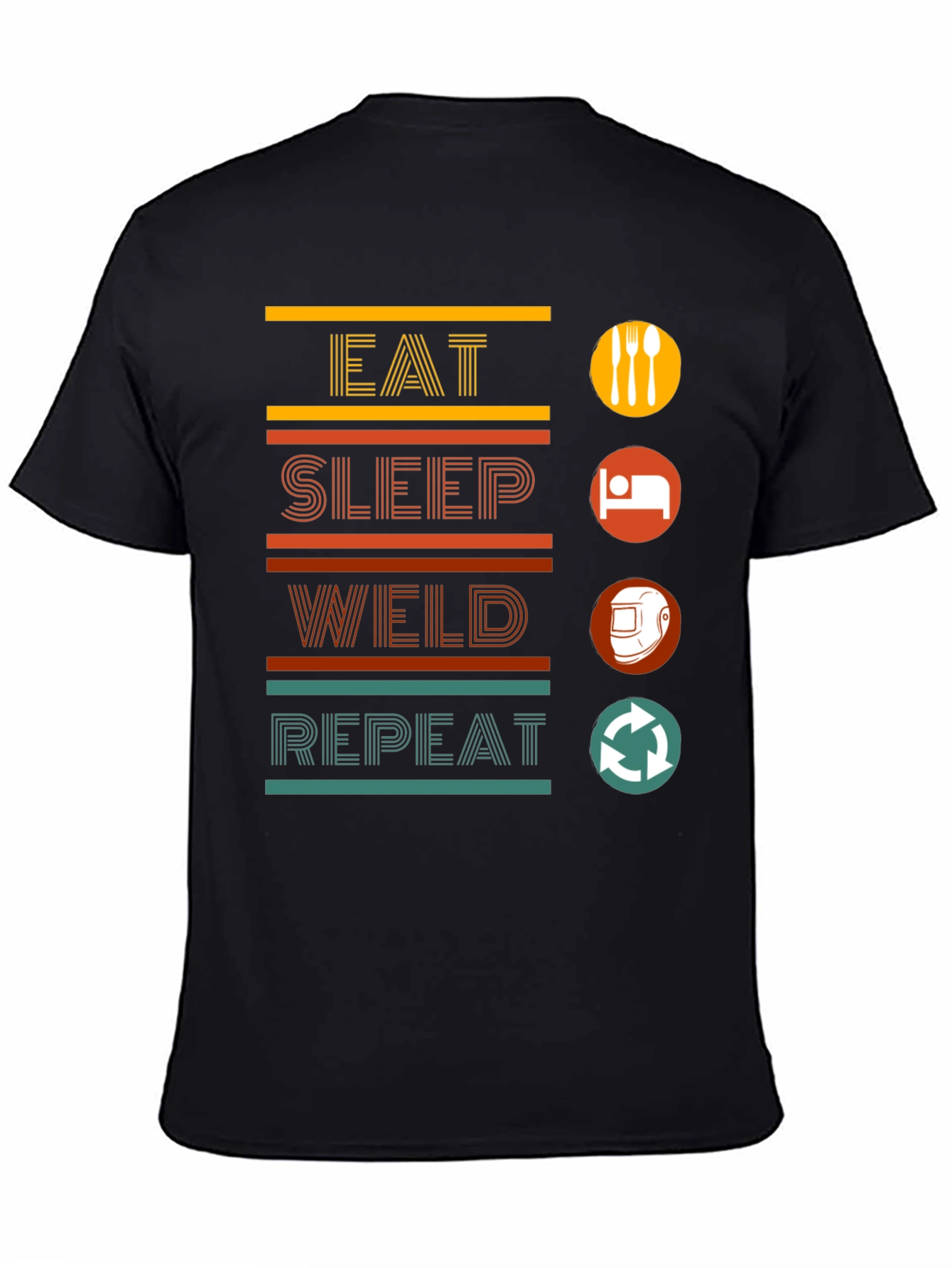 Eat Sleep Weld Repeat Black Graphic T-Shirt