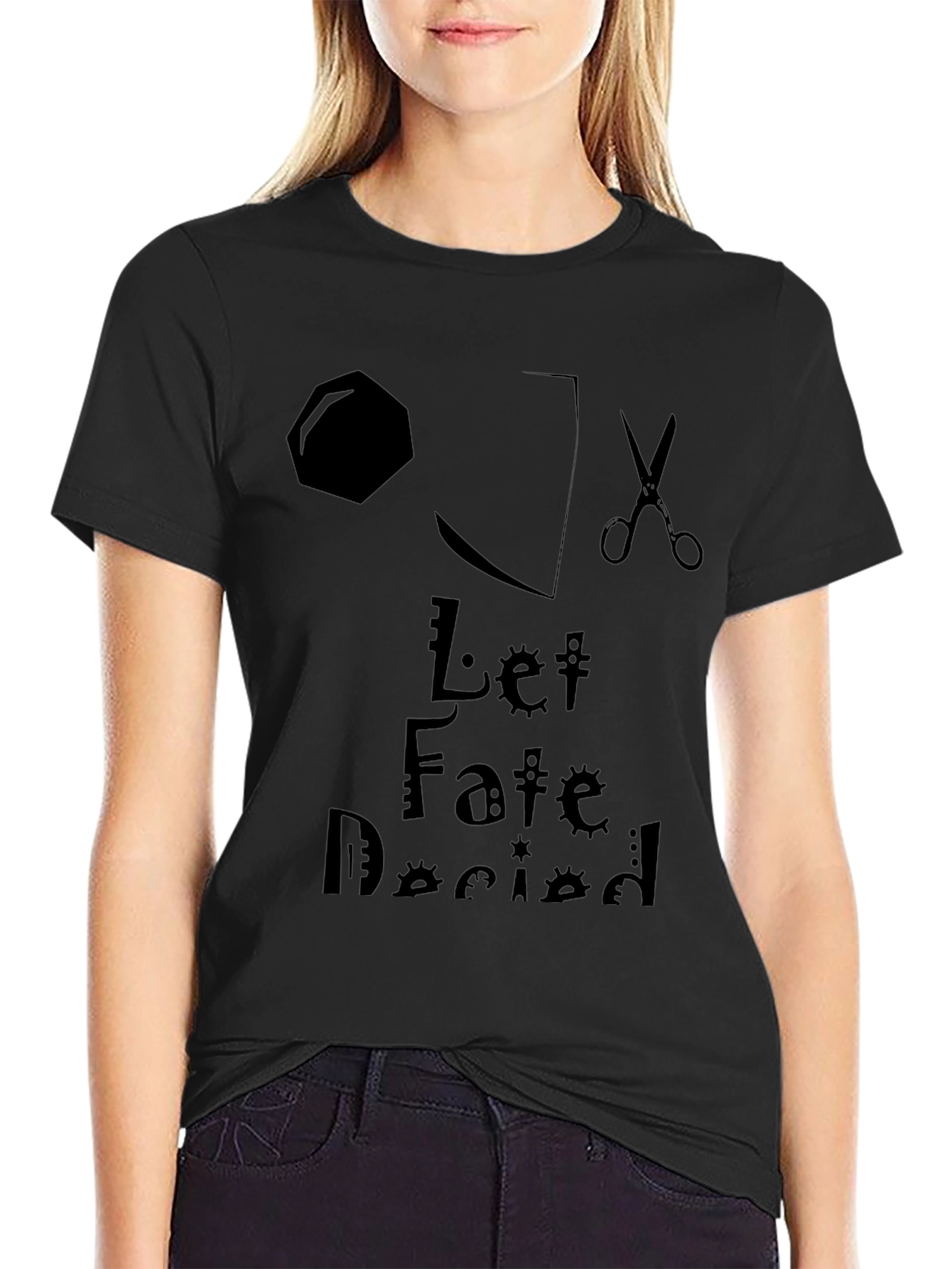 Let Fate Decide Graphic Tee - Black