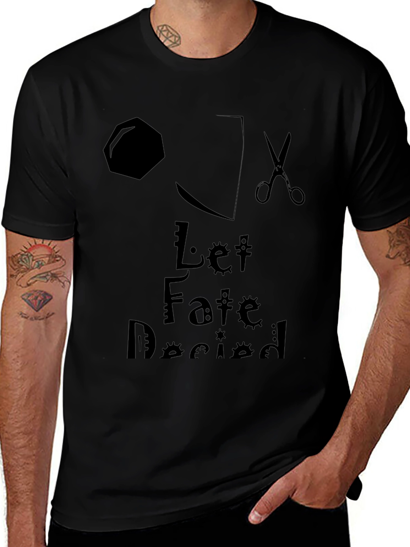 Let Fate Decide Graphic Tee - Black