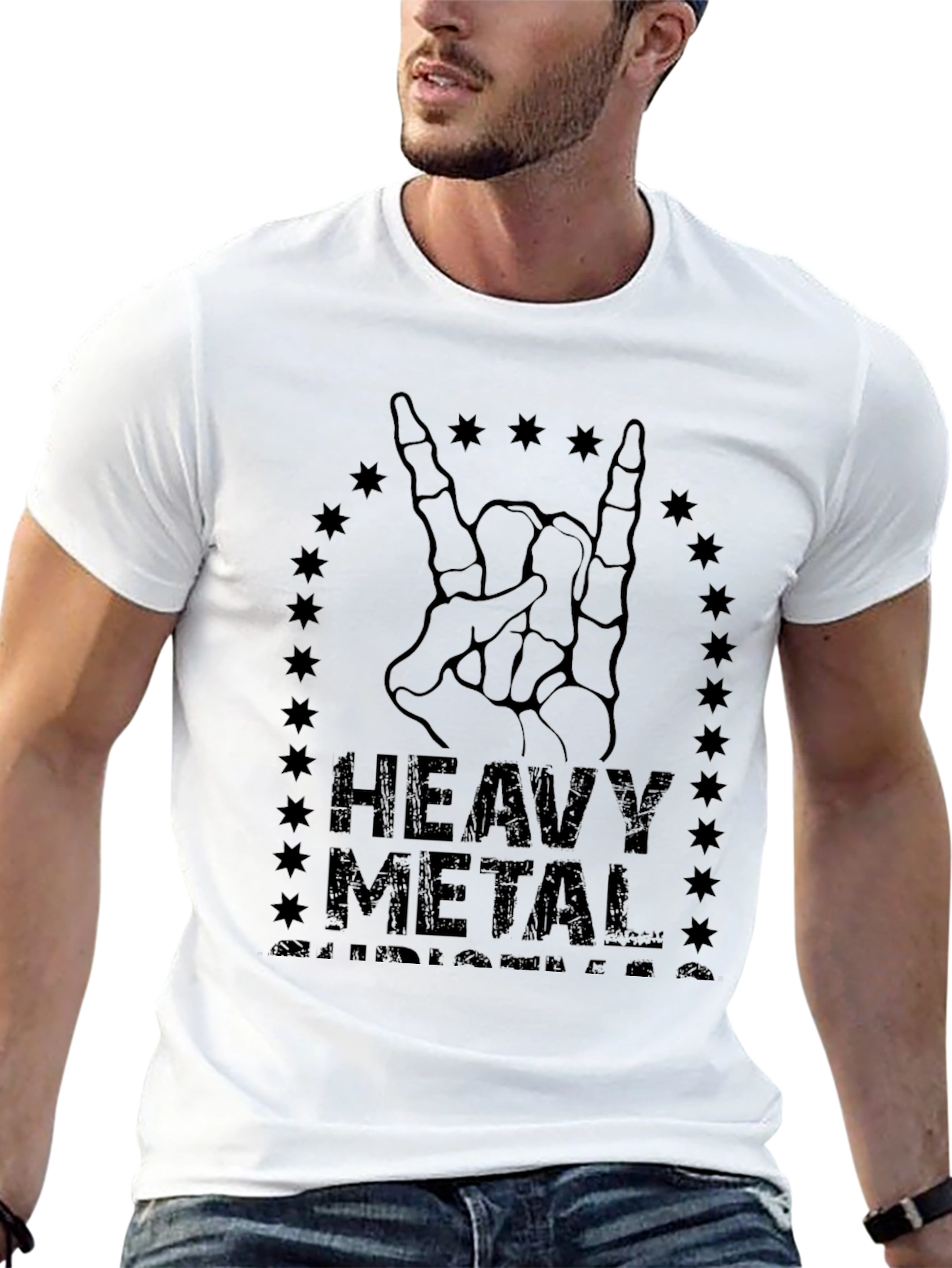 Heavy Metal Skeleton Hand Rocker T-Shirt