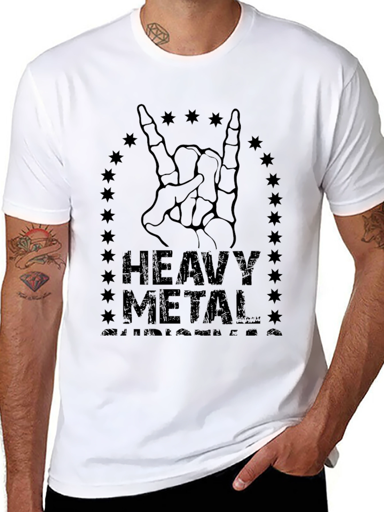 Heavy Metal Skeleton Hand Rocker T-Shirt