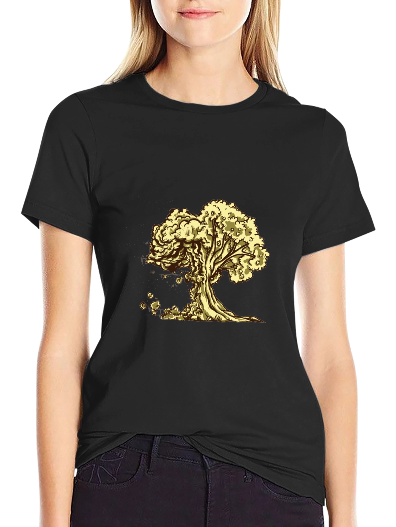 Tree of Life Graphic Tee - Black Cotton T-Shirt
