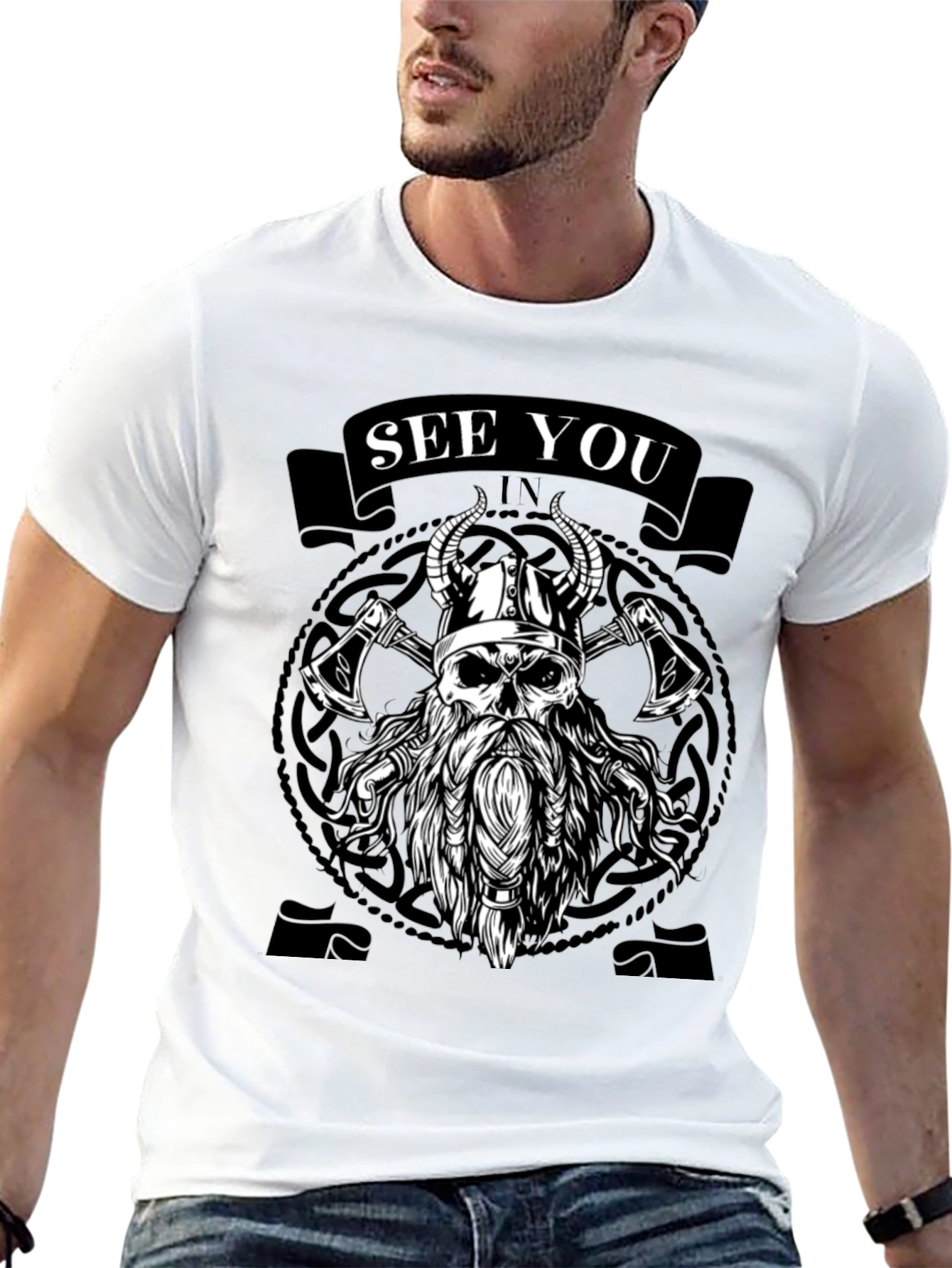 Viking Skull Graphic Tee - See You In Valhalla