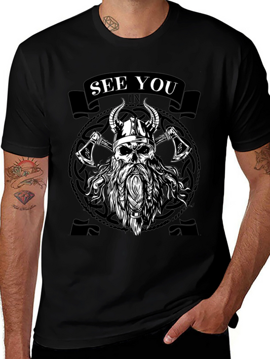 Viking Skull Graphic Tee - See You In Valhalla