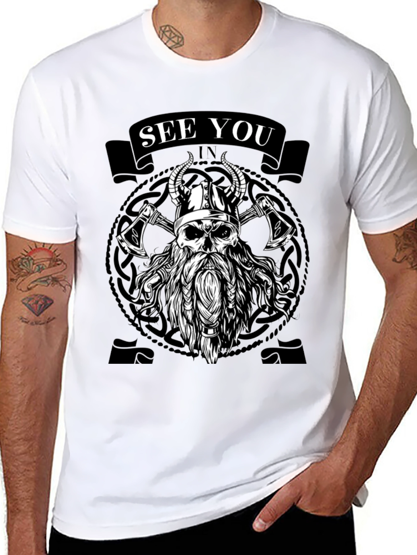Viking Skull Graphic Tee - See You In Valhalla