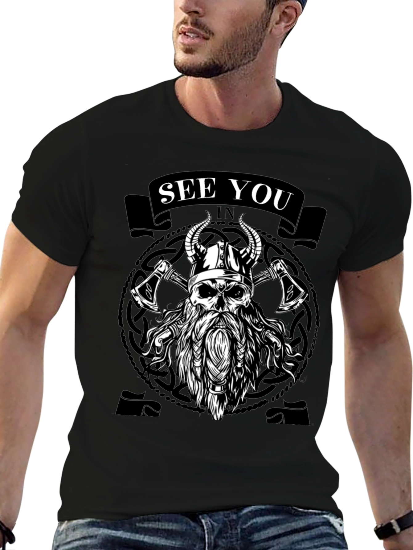 Viking Skull Graphic Tee - See You In Valhalla