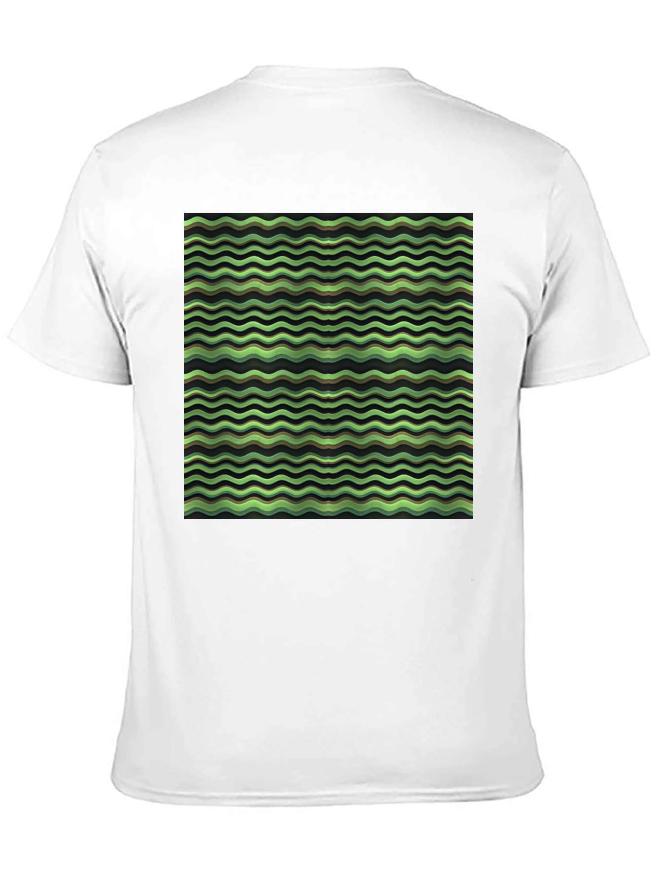 Green Wave Pattern Black T-Shirt