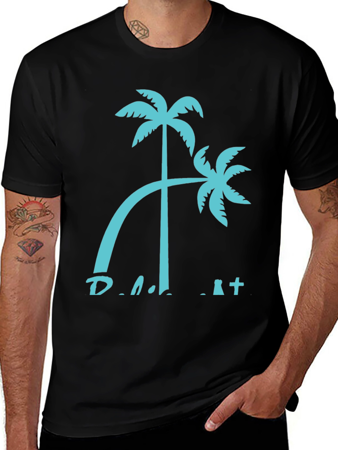 Palm Tree Graphic Black T-Shirt