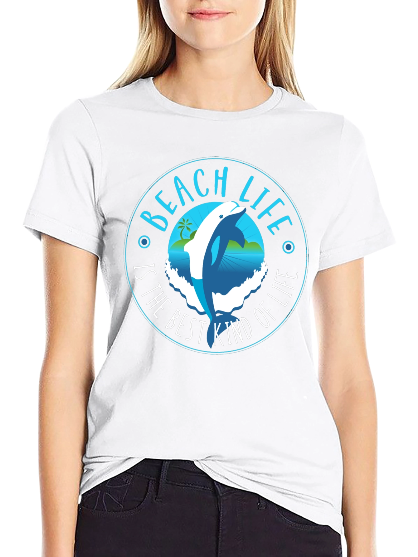 Beach Life Dolphin Graphic T-Shirt