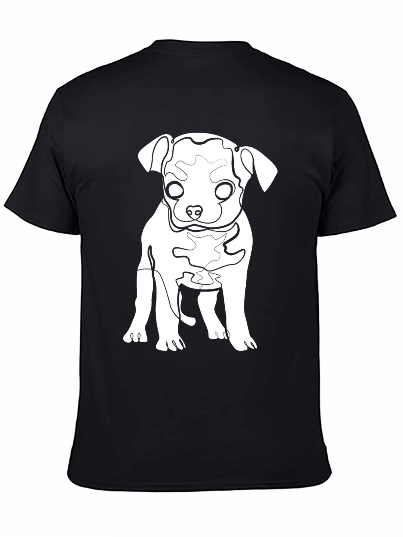 Dog Line Art Graphic Tee - Black Cotton Blend