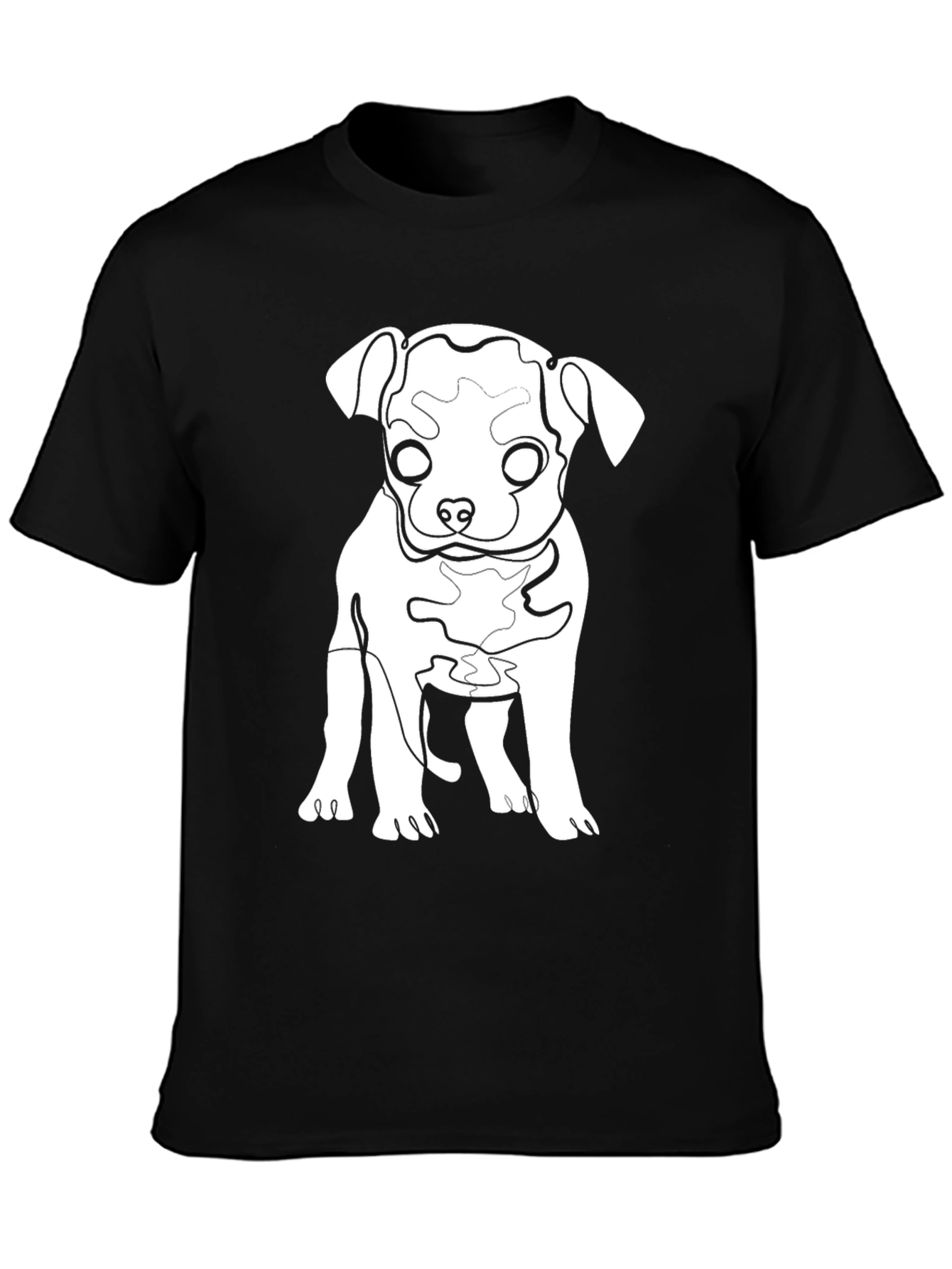 Dog Line Art Graphic Tee - Black Cotton Blend