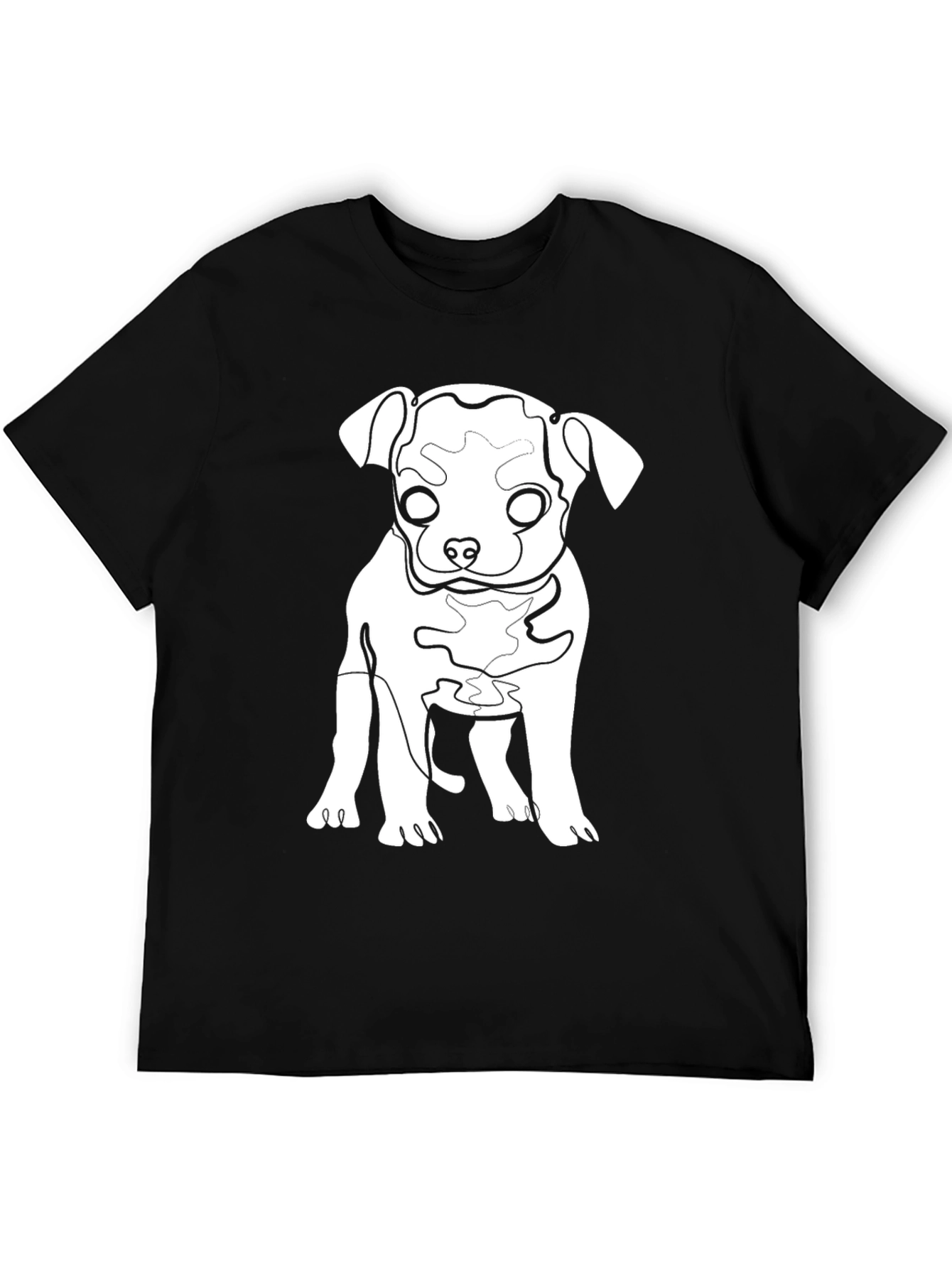 Dog Line Art Graphic Tee - Black Cotton Blend