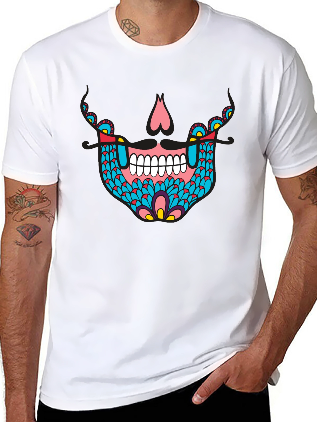 Sugar Skull Graphic Tee - Black Cotton