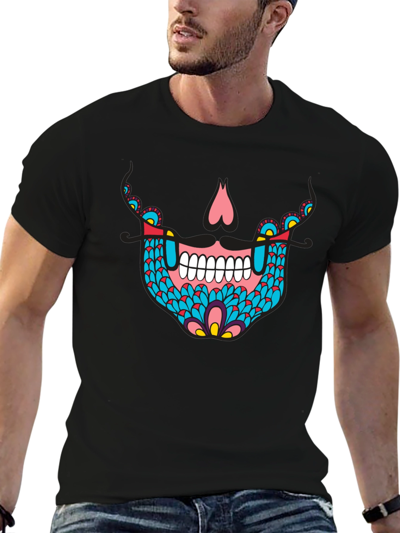 Sugar Skull Graphic Tee - Black Cotton