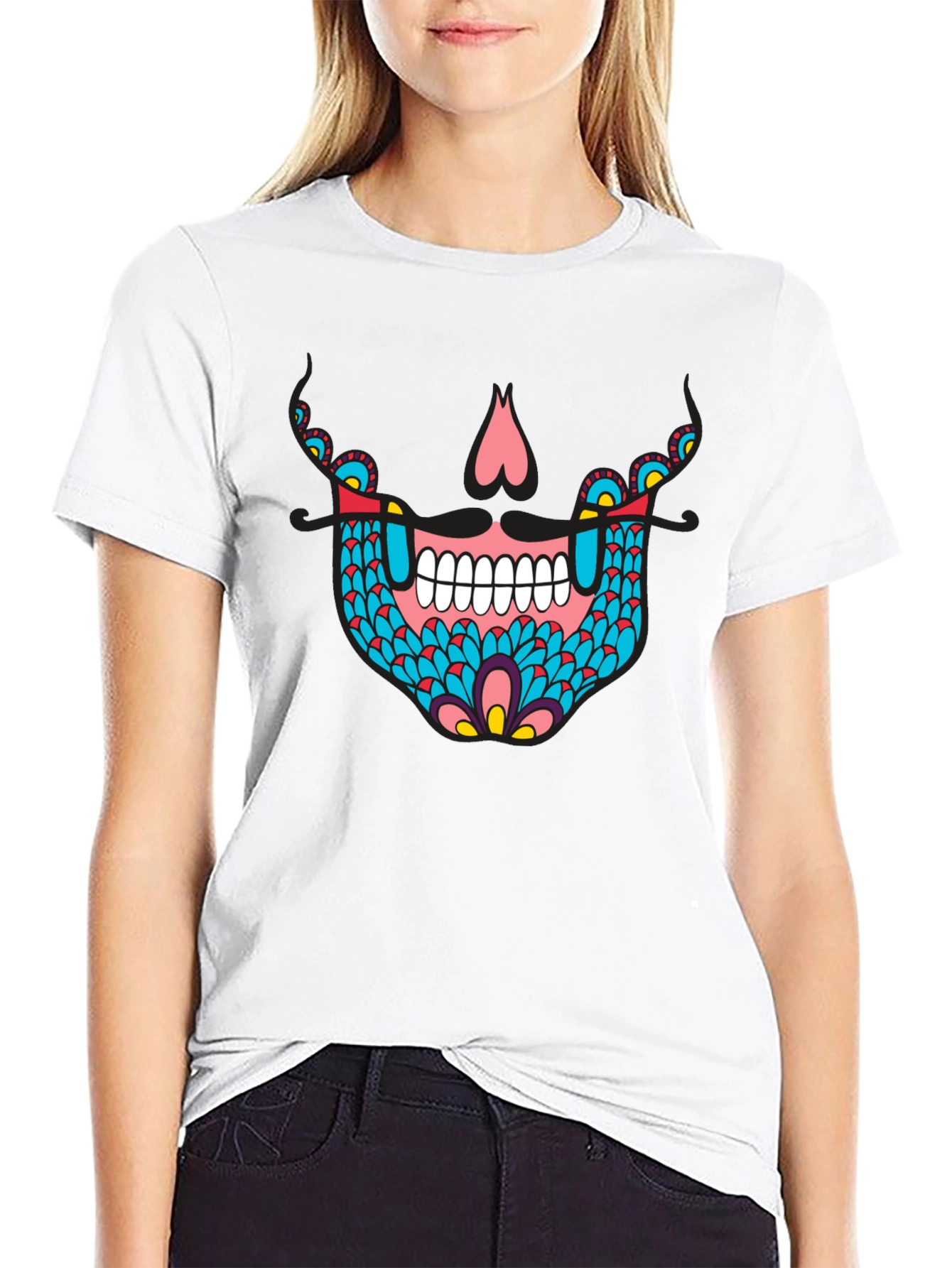 Sugar Skull Graphic Tee - Black Cotton