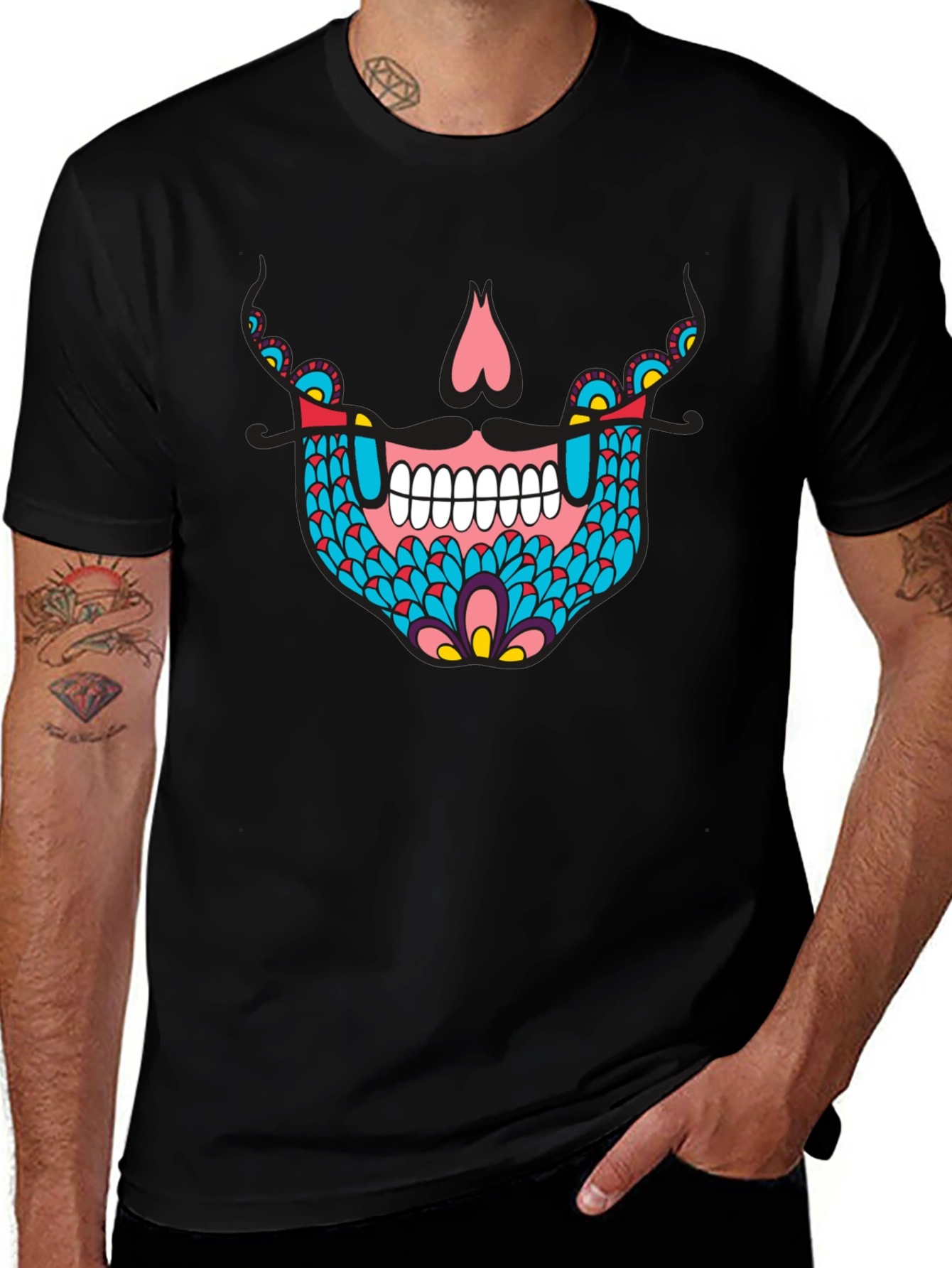 Sugar Skull Graphic Tee - Black Cotton