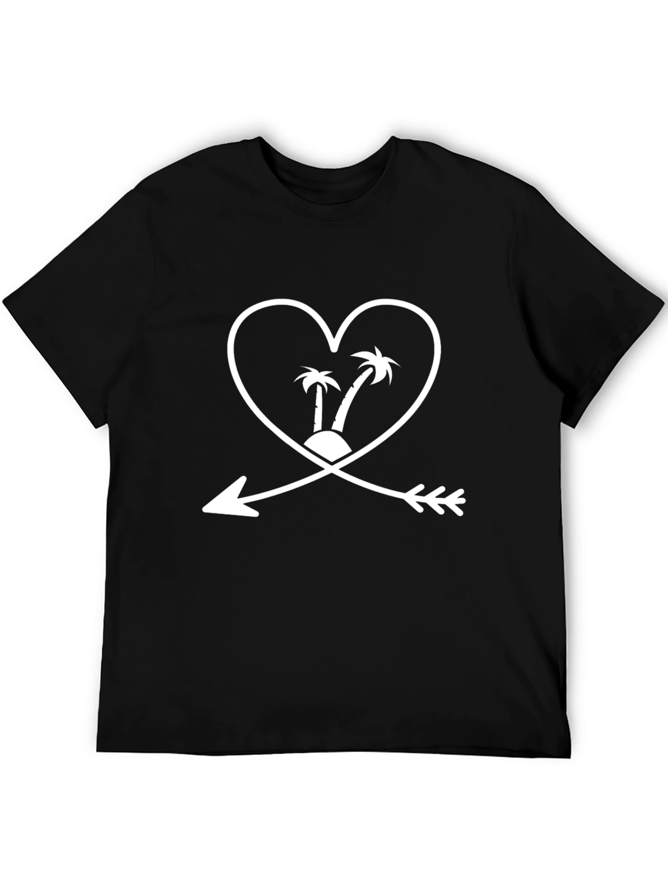 Tropical Heart Arrow Graphic T-Shirt - Black