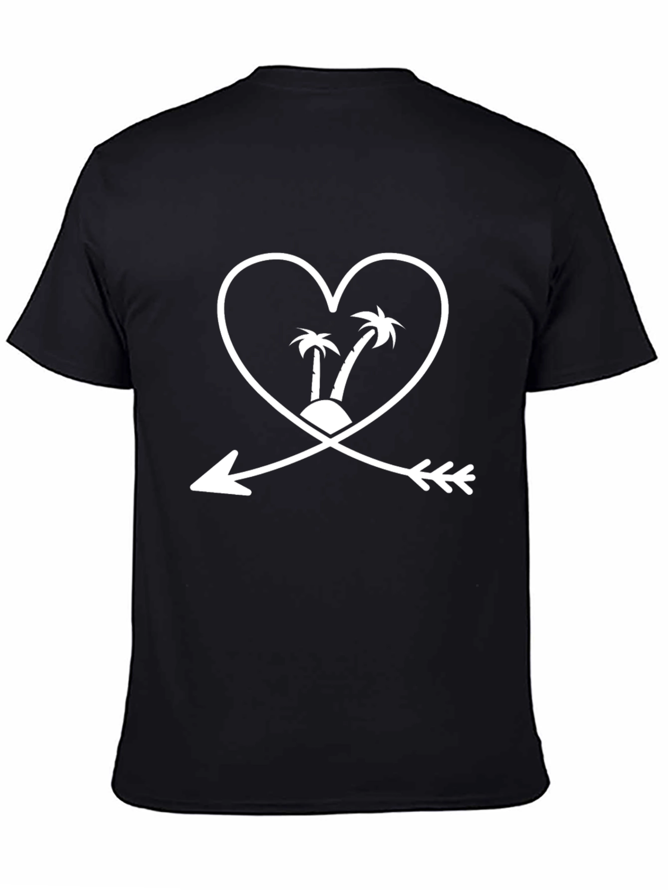 Tropical Heart Arrow Graphic T-Shirt - Black