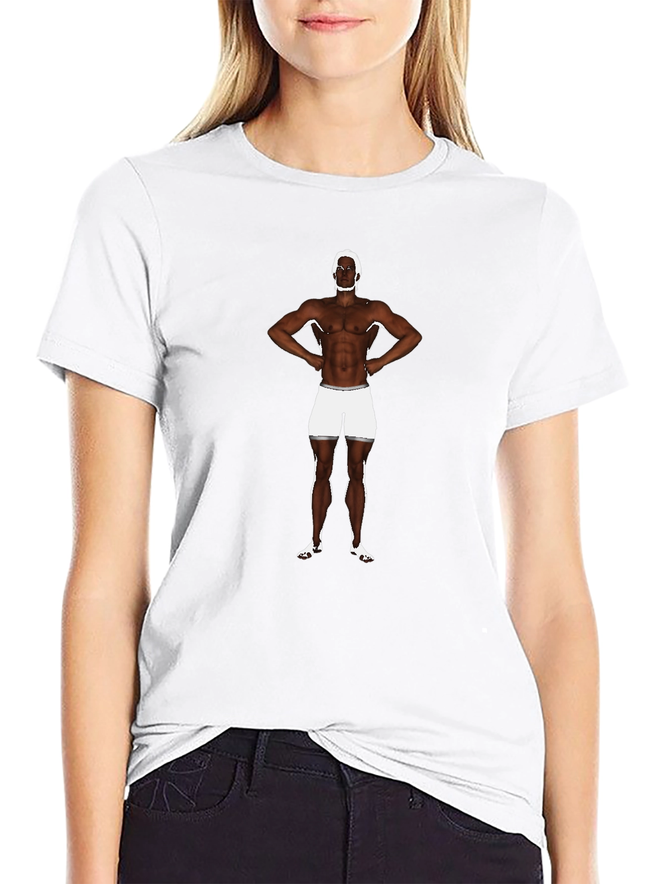 Mens Black Graphic T-Shirt with Boxer Print