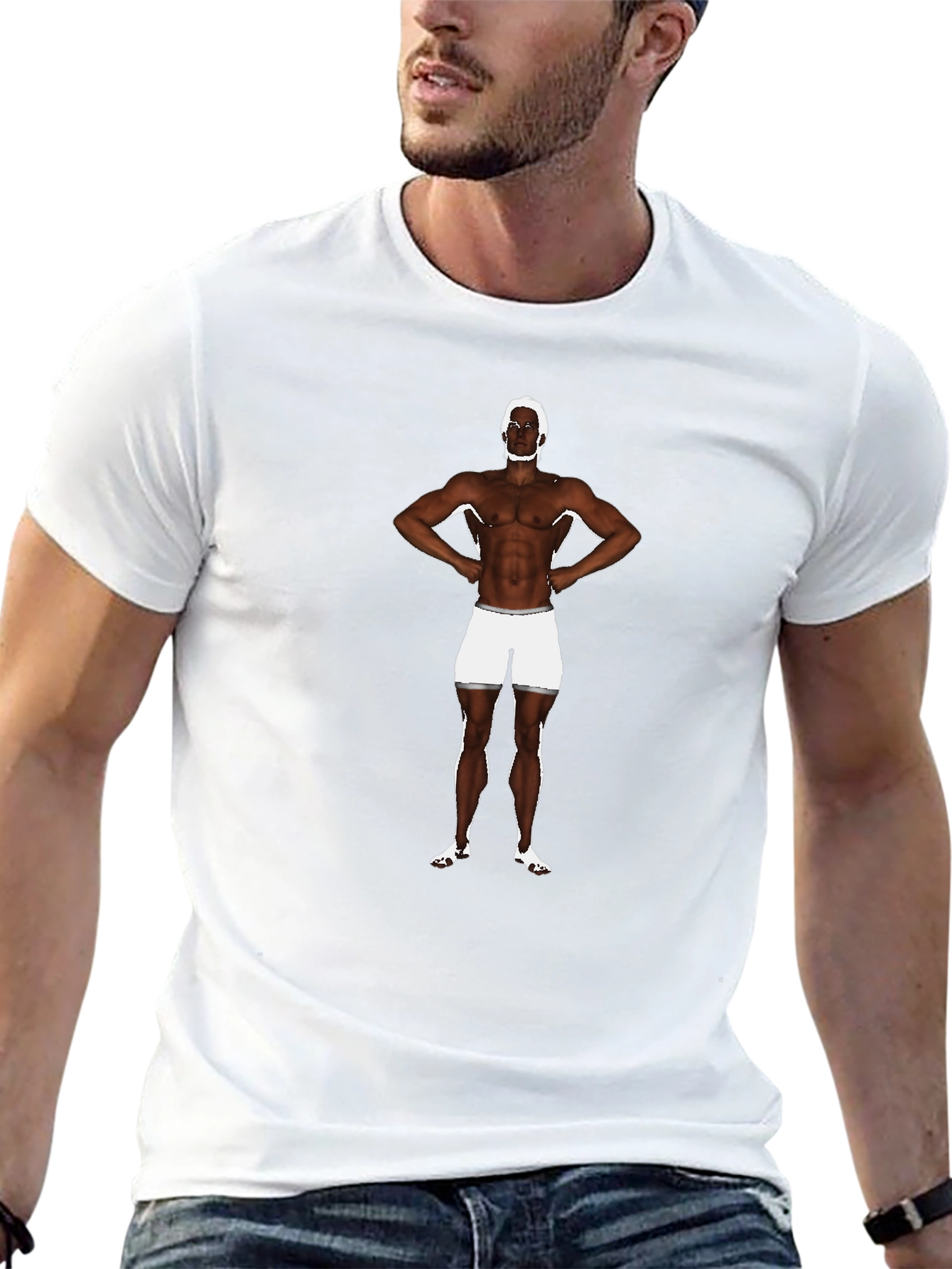 Mens Black Graphic T-Shirt with Boxer Print