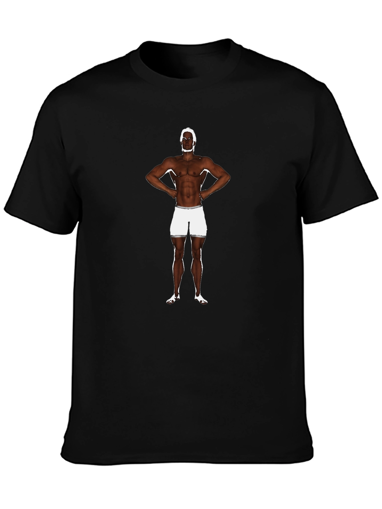 Mens Black Graphic T-Shirt with Boxer Print