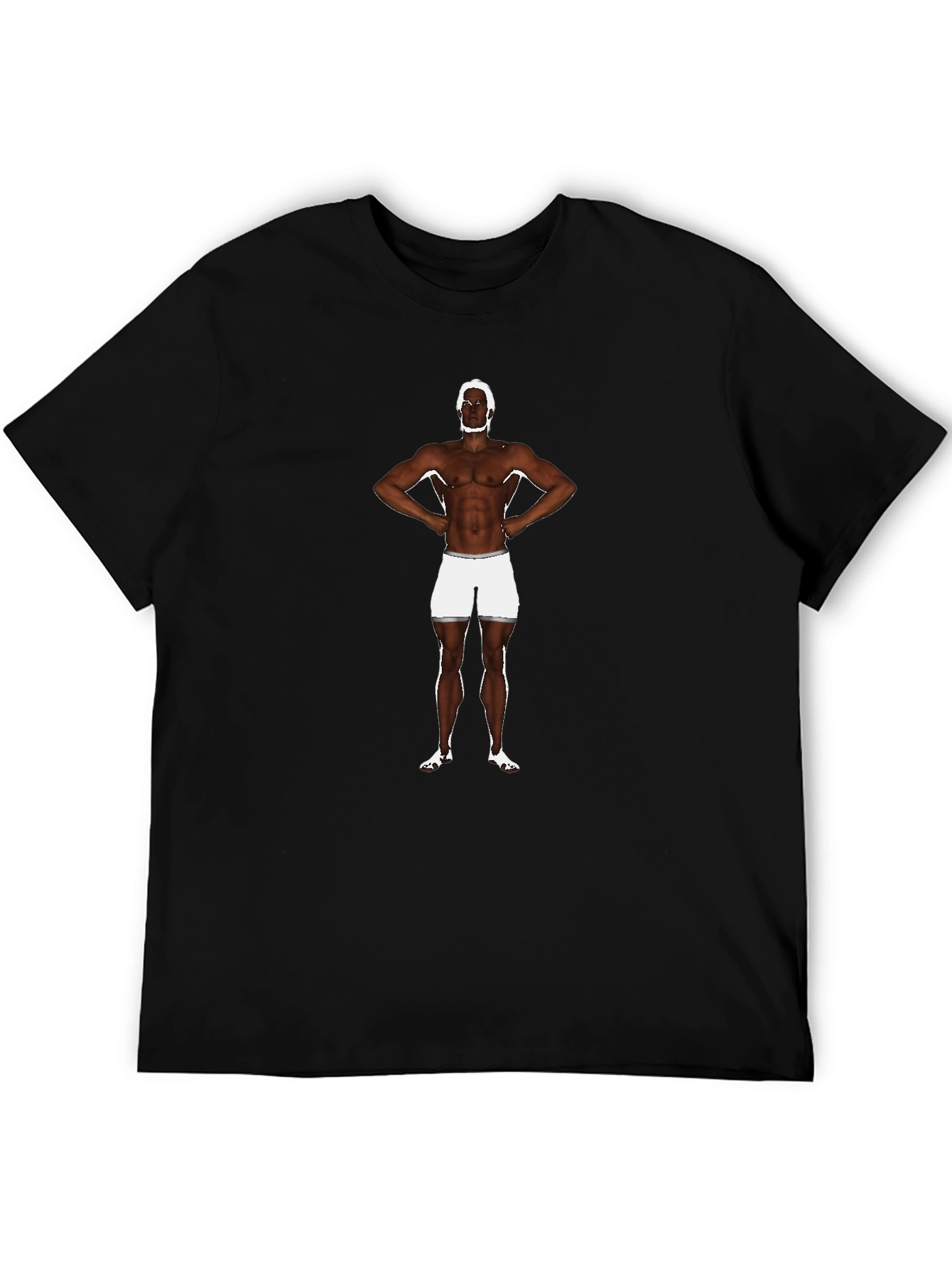 Mens Black Graphic T-Shirt with Boxer Print