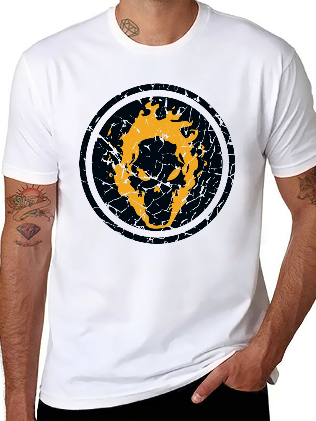 Fiery Skull Graphic Black T-Shirt