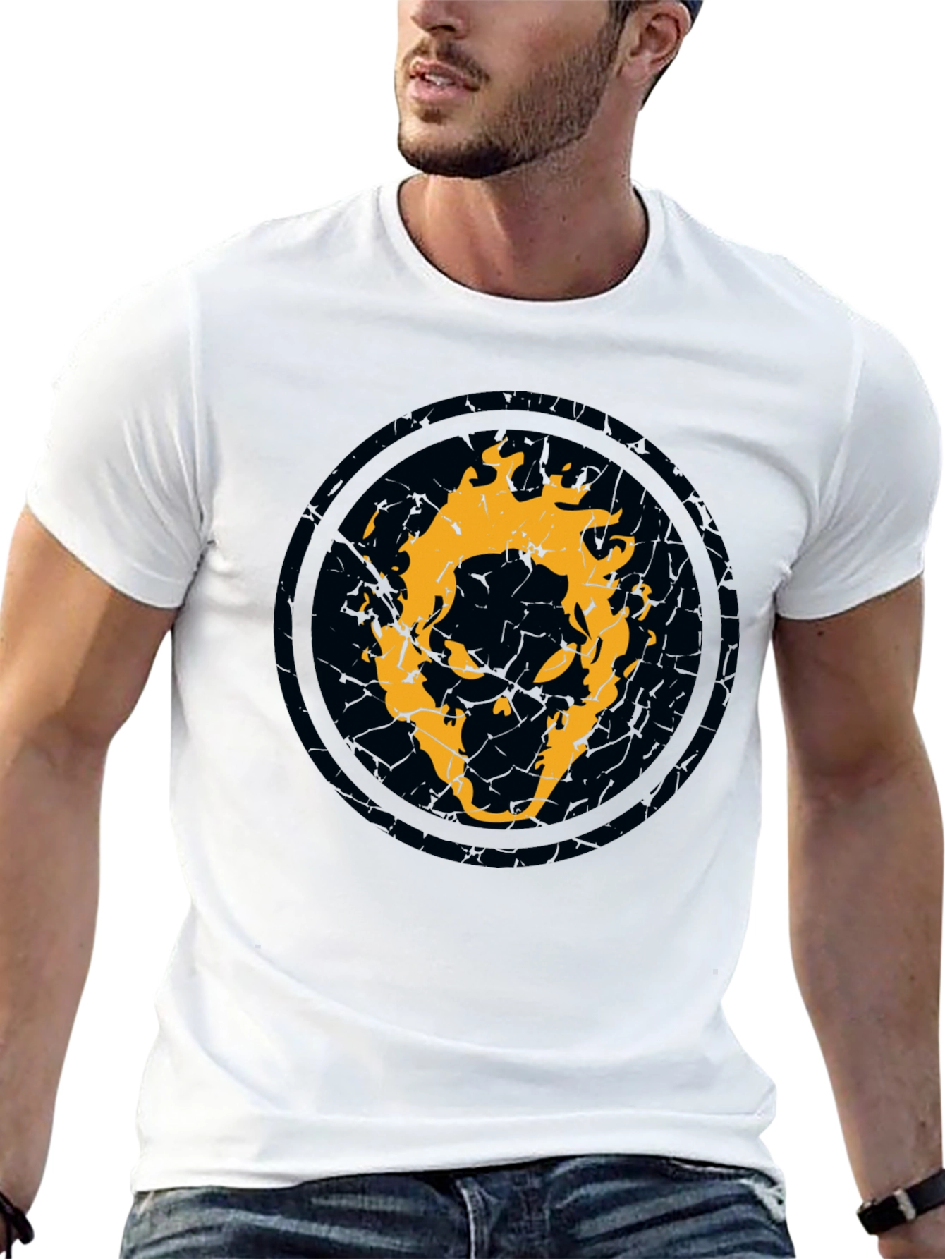 Fiery Skull Graphic Black T-Shirt