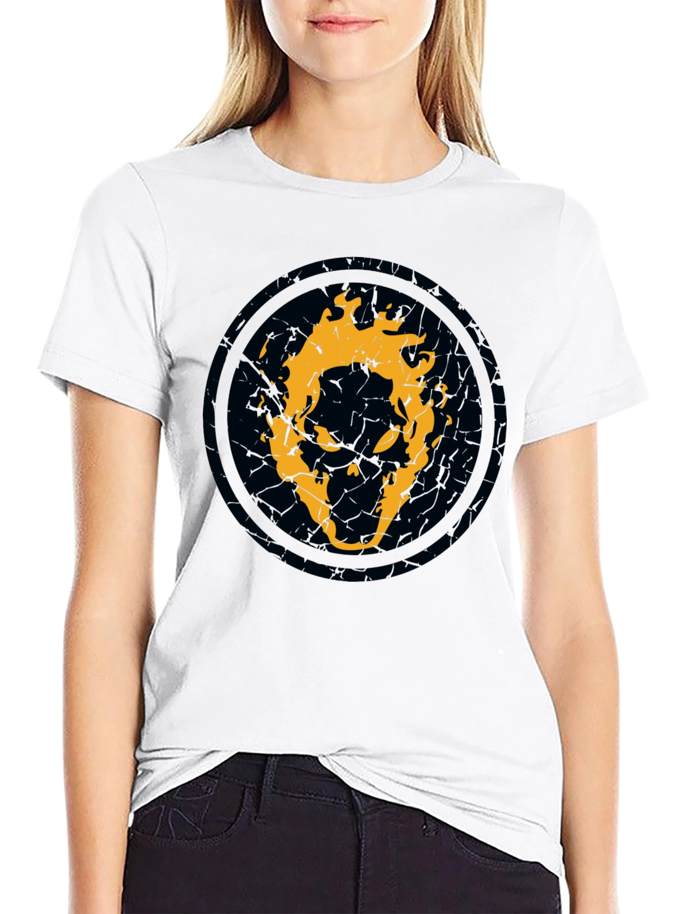 Fiery Skull Graphic Black T-Shirt