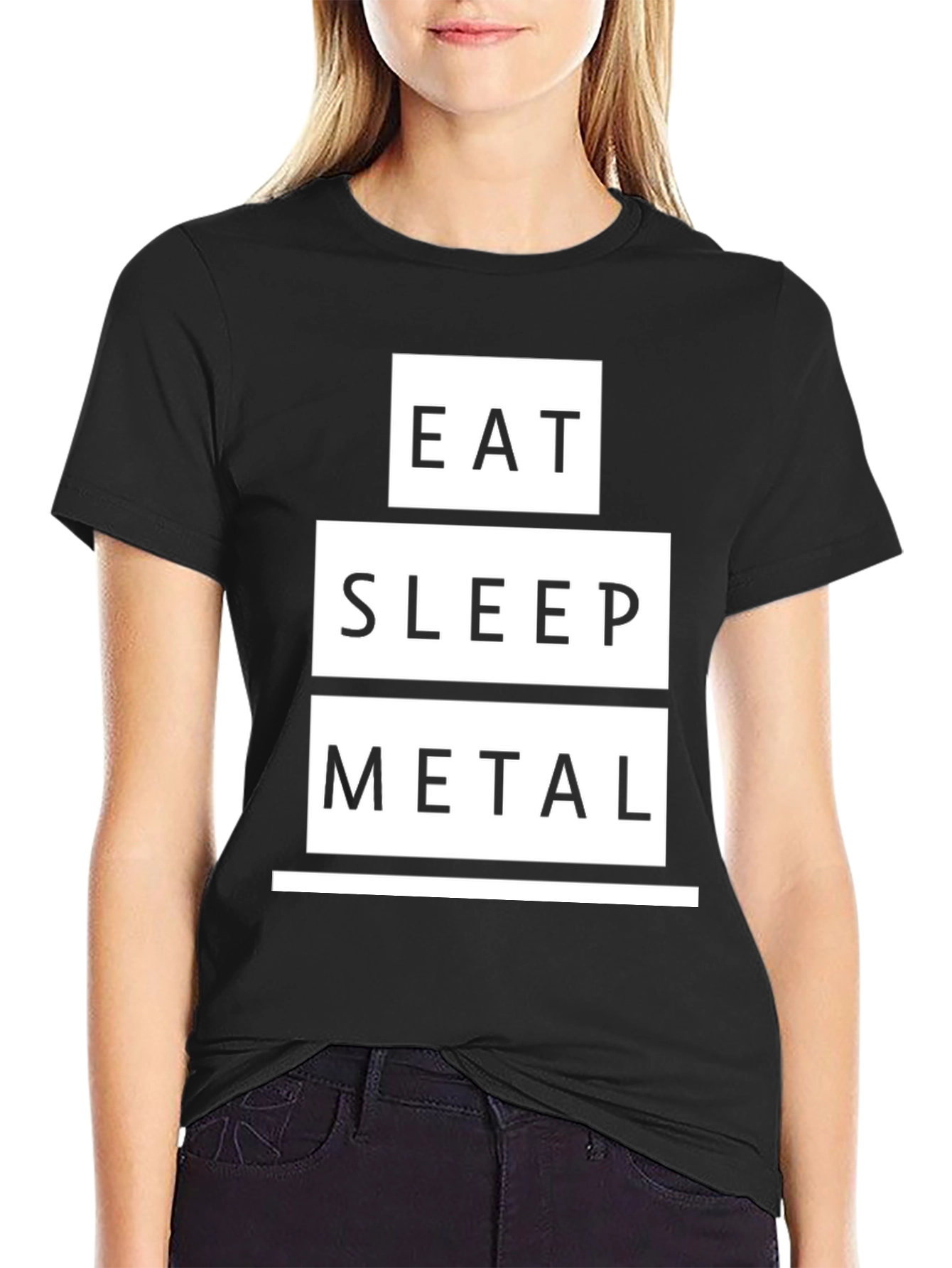 Eat Sleep Metal Graphic Tee - Black Cotton T-Shirt