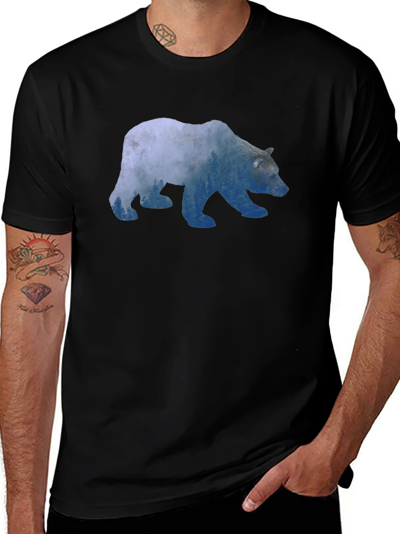 Bear Silhouette Graphic Print T-Shirt