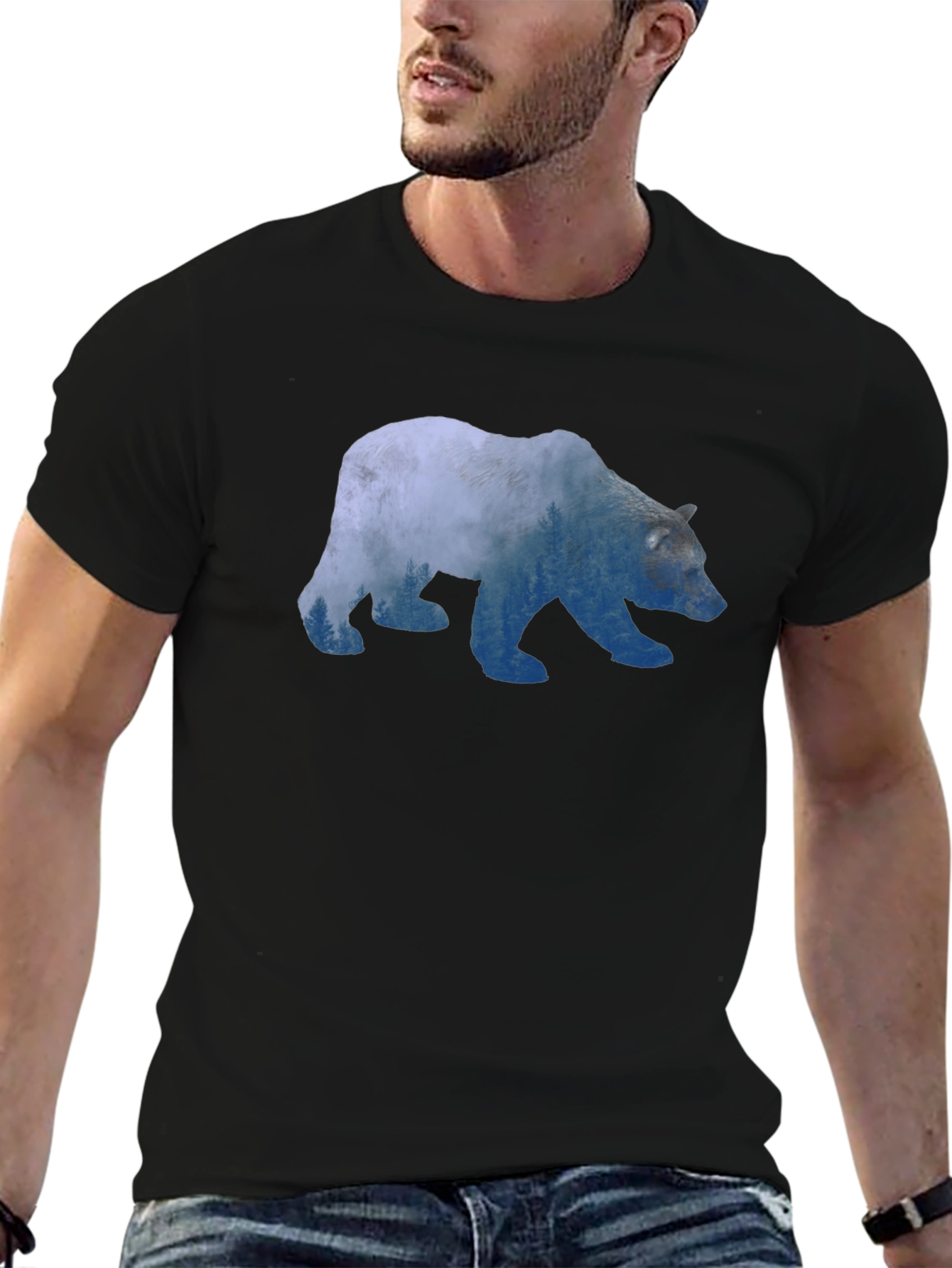 Bear Silhouette Graphic Print T-Shirt