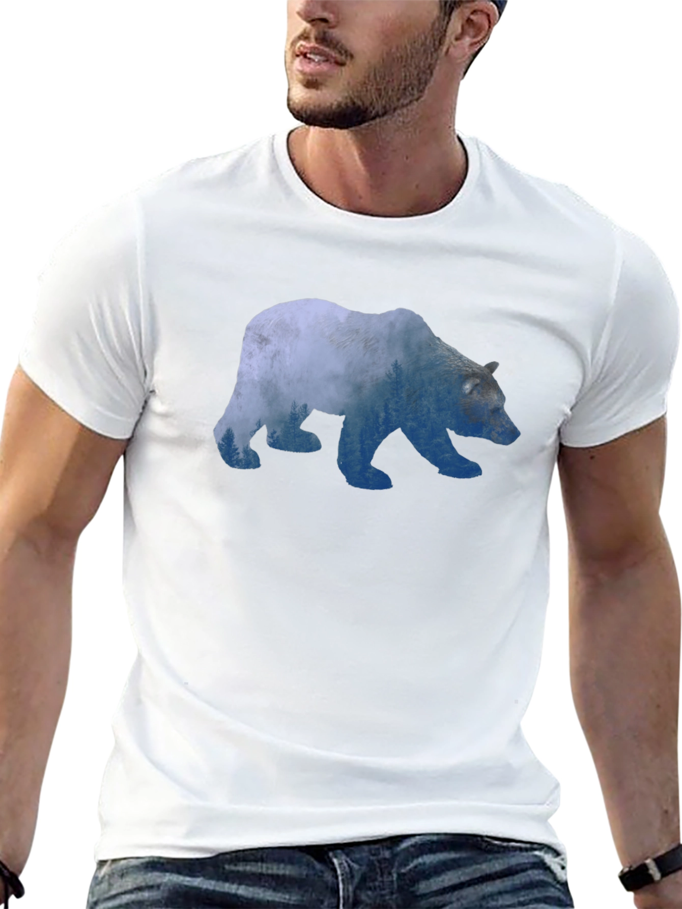 Bear Silhouette Graphic Print T-Shirt