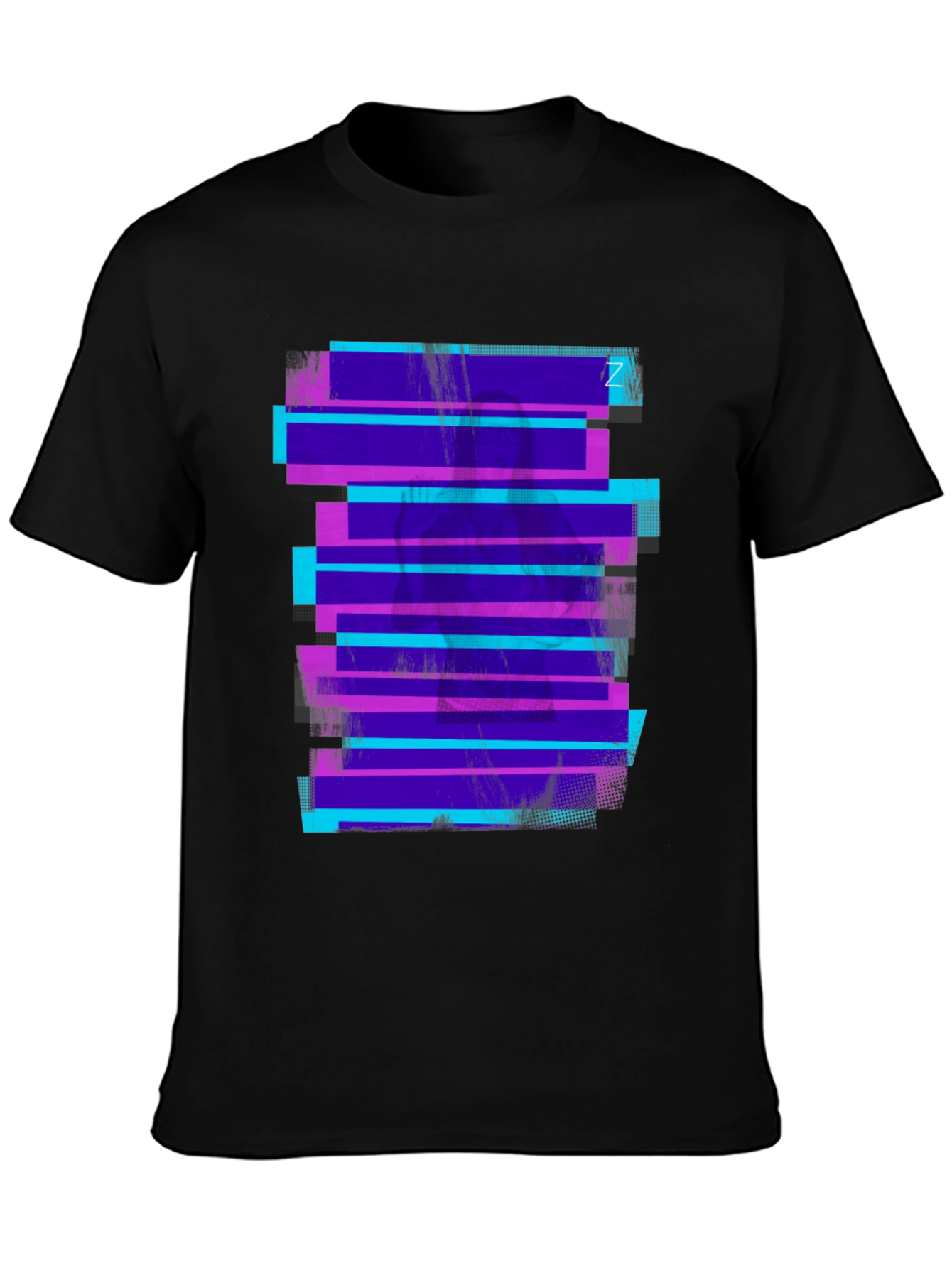 Retro Glitch Tee - Black Graphic Print T-Shirt