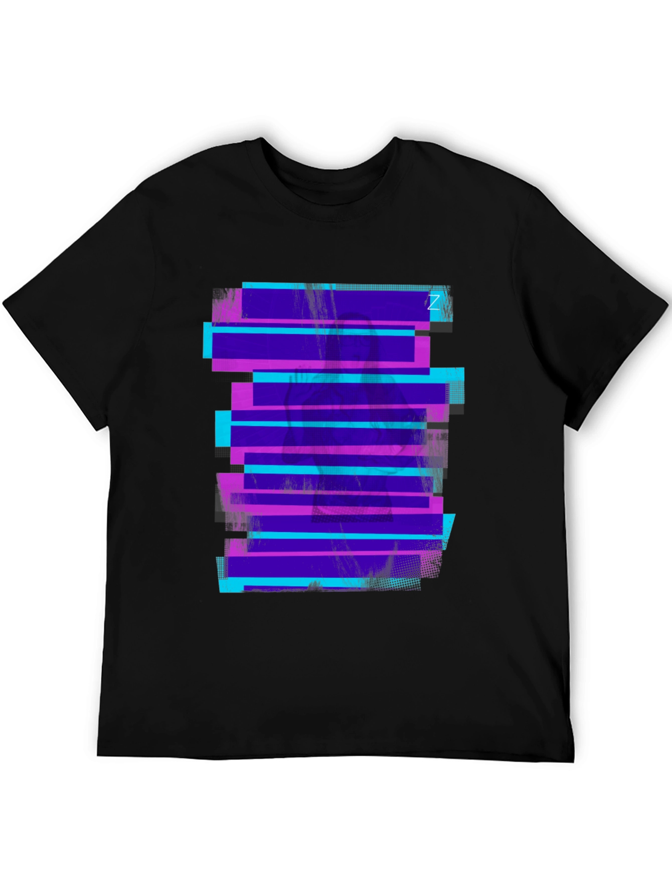 Retro Glitch Tee - Black Graphic Print T-Shirt
