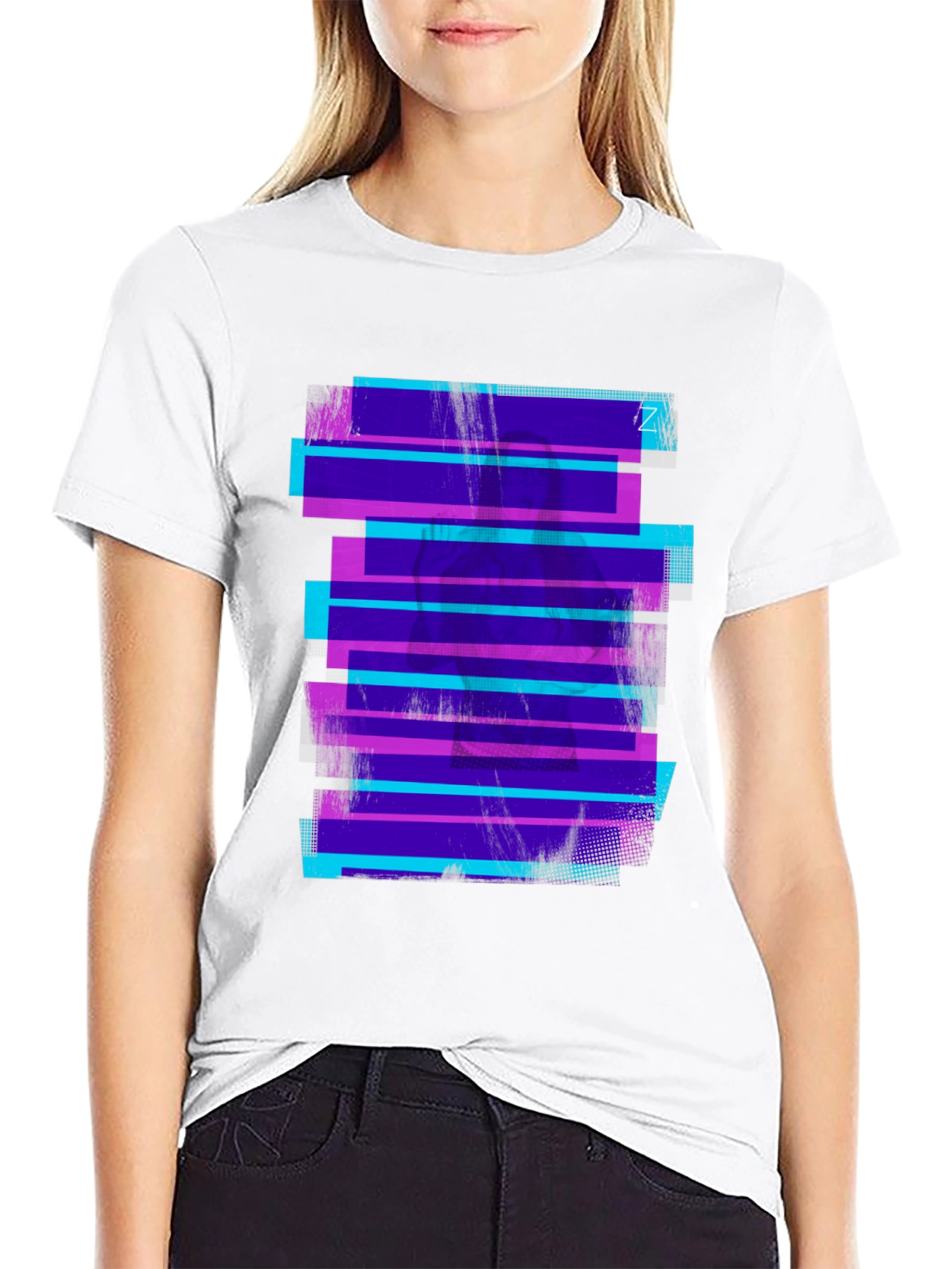 Retro Glitch Tee - Black Graphic Print T-Shirt