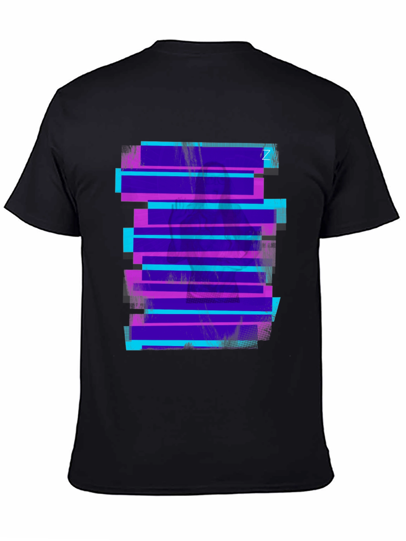 Retro Glitch Tee - Black Graphic Print T-Shirt