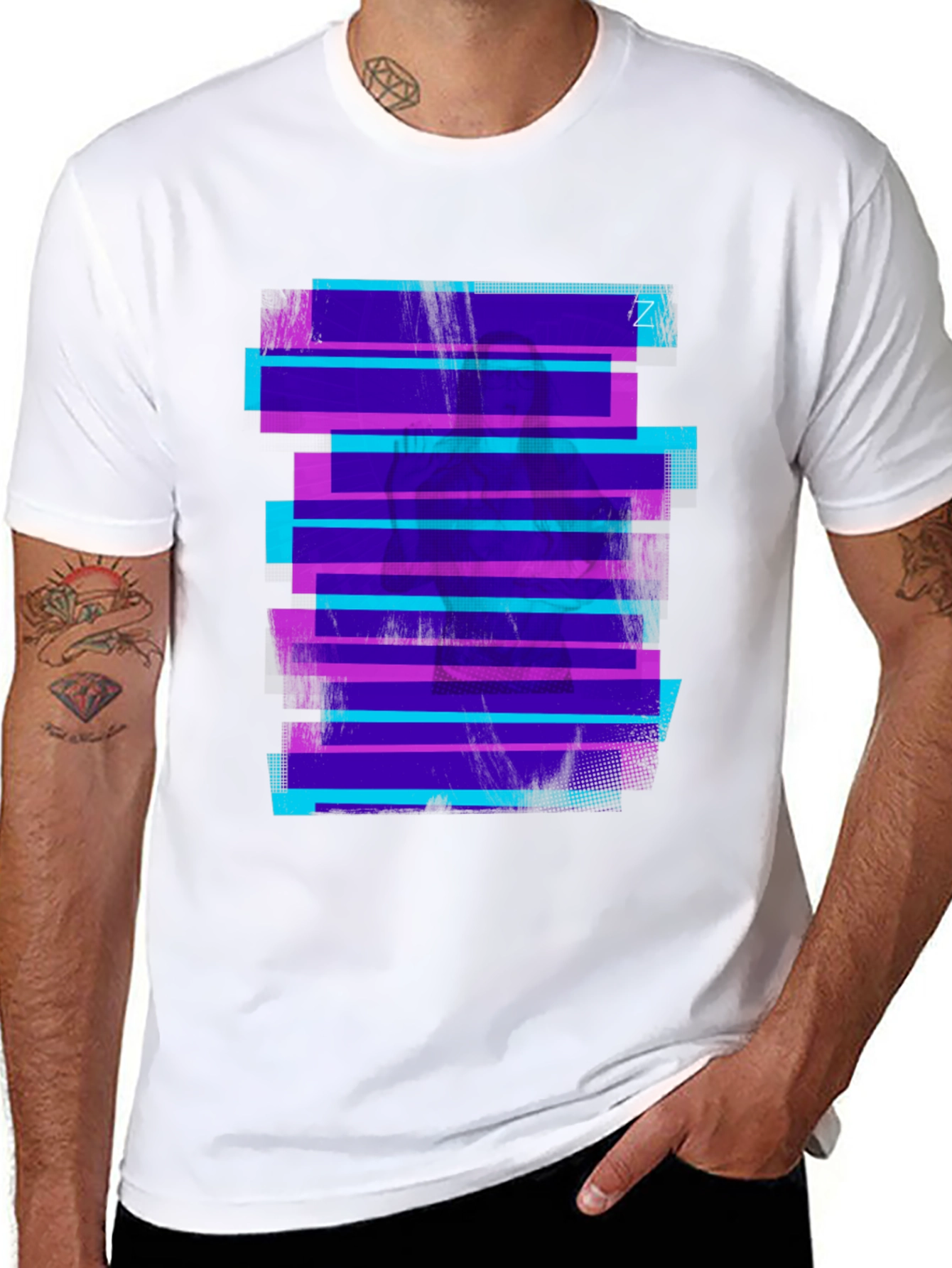 Retro Glitch Tee - Black Graphic Print T-Shirt