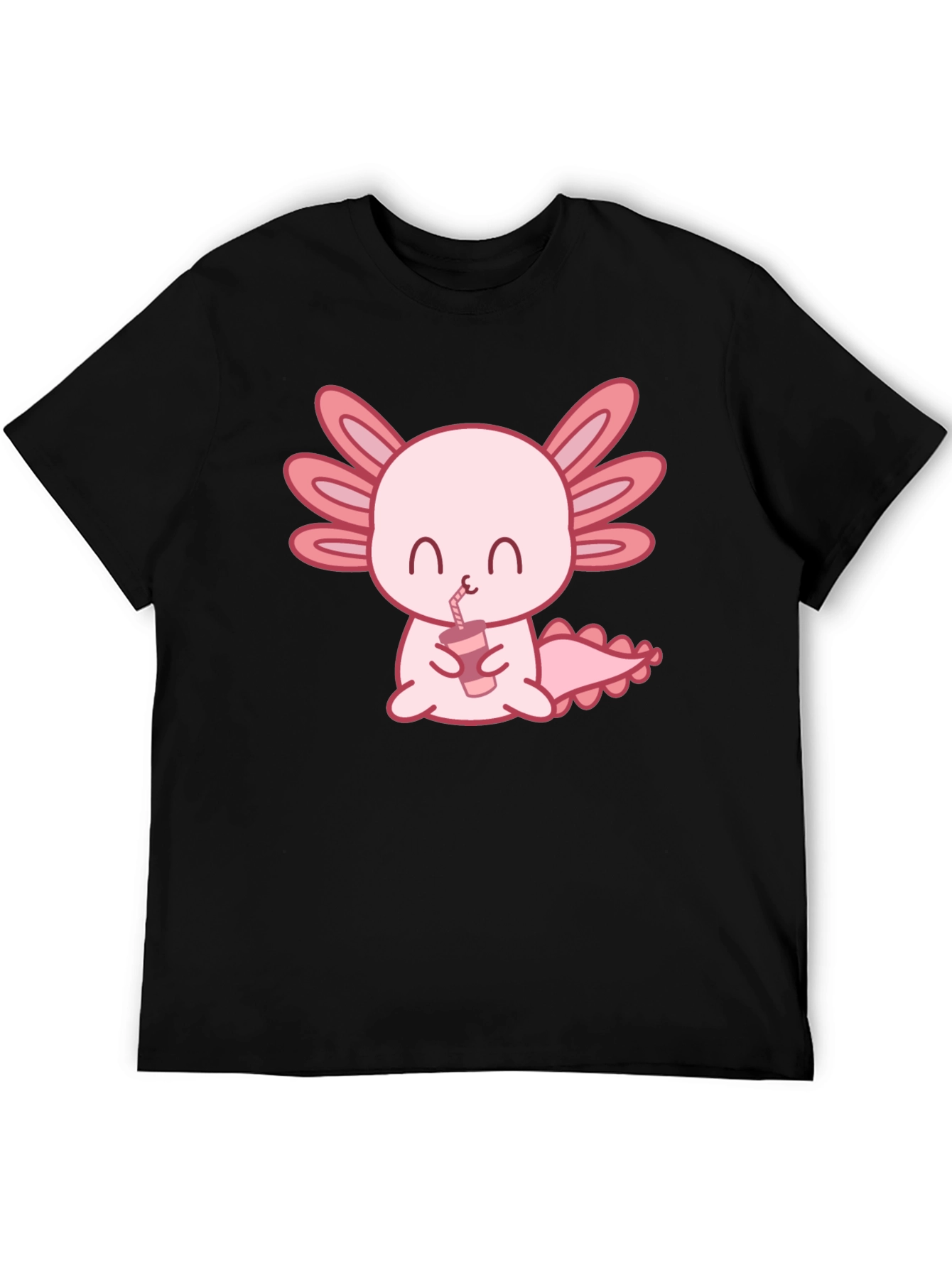 Cute Axolotl Drinking Bubble Tea Graphic T-Shirt