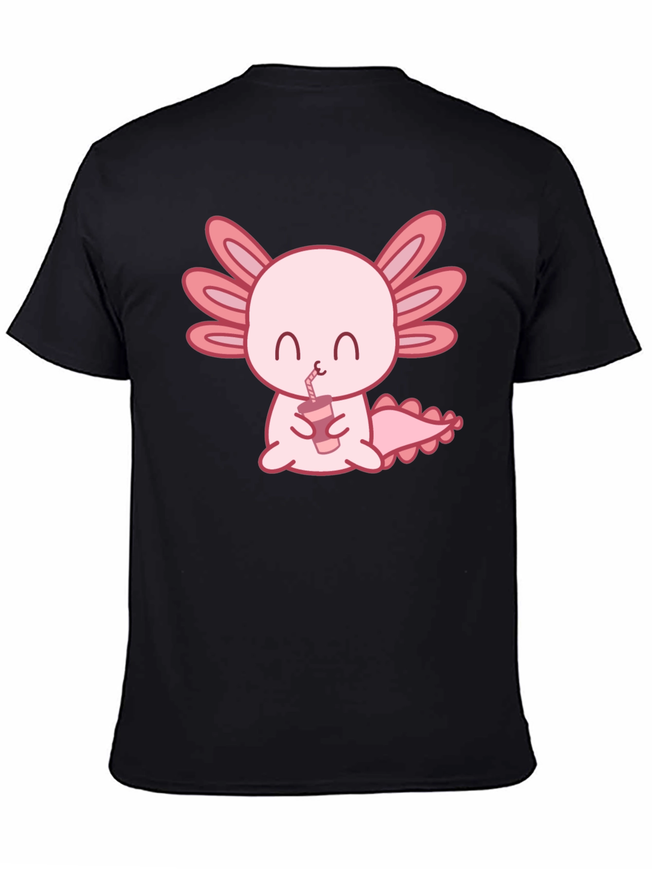 Cute Axolotl Drinking Bubble Tea Graphic T-Shirt