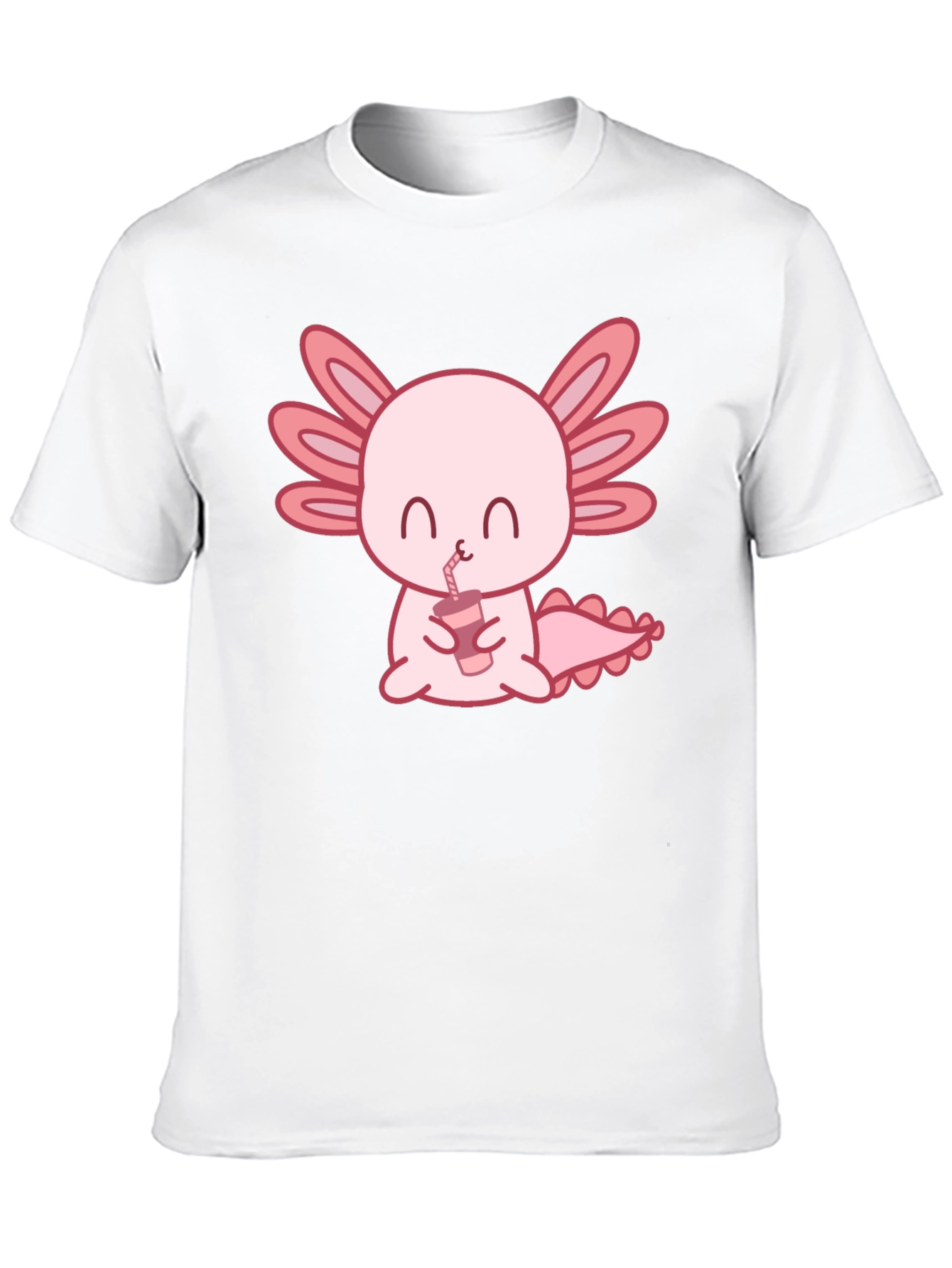 Cute Axolotl Drinking Bubble Tea Graphic T-Shirt