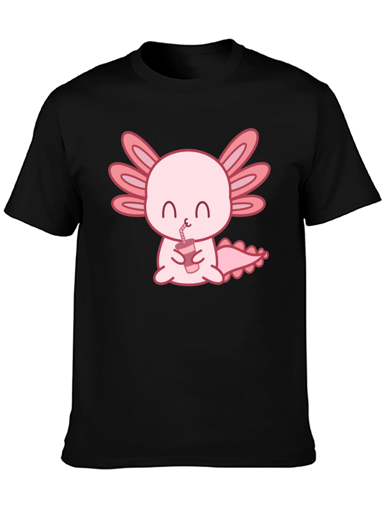 Cute Axolotl Drinking Bubble Tea Graphic T-Shirt