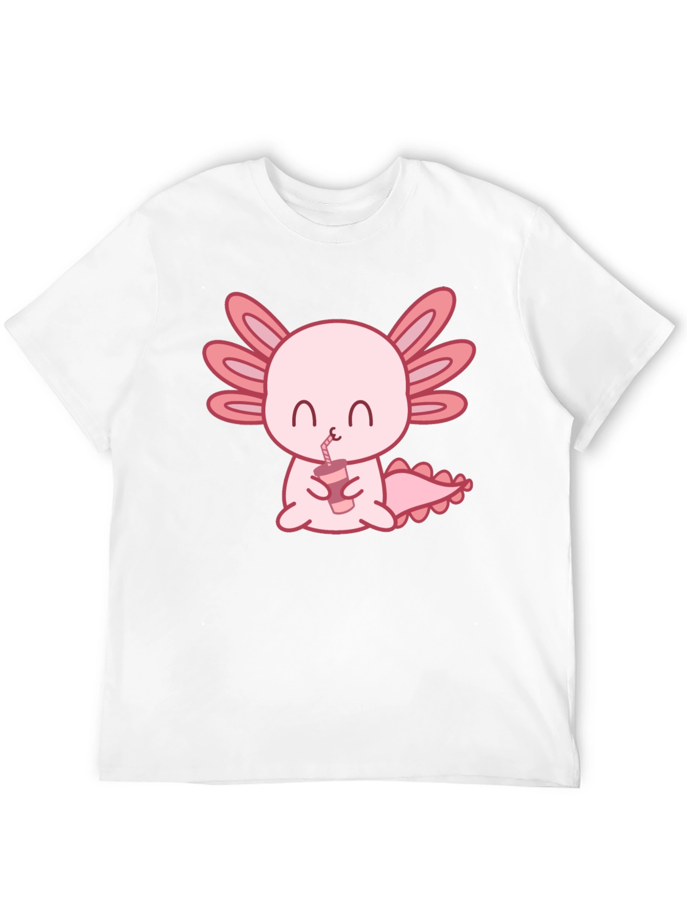 Cute Axolotl Drinking Bubble Tea Graphic T-Shirt